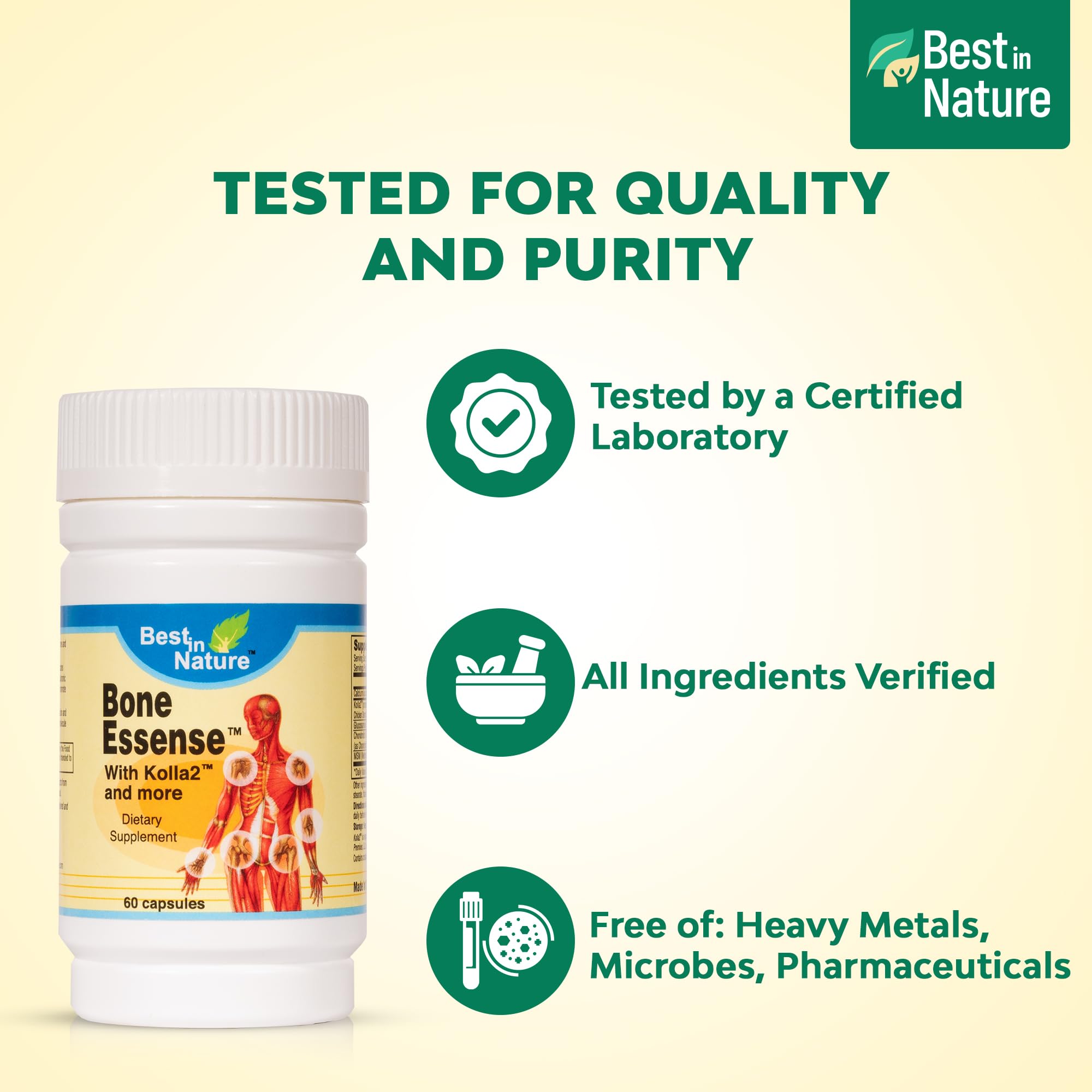 Best in Nature Bone Essense with Kolla2 (Type II Collagen) - Bone and Joint Health Supplement. (60 Count) - TrustMedUSA
