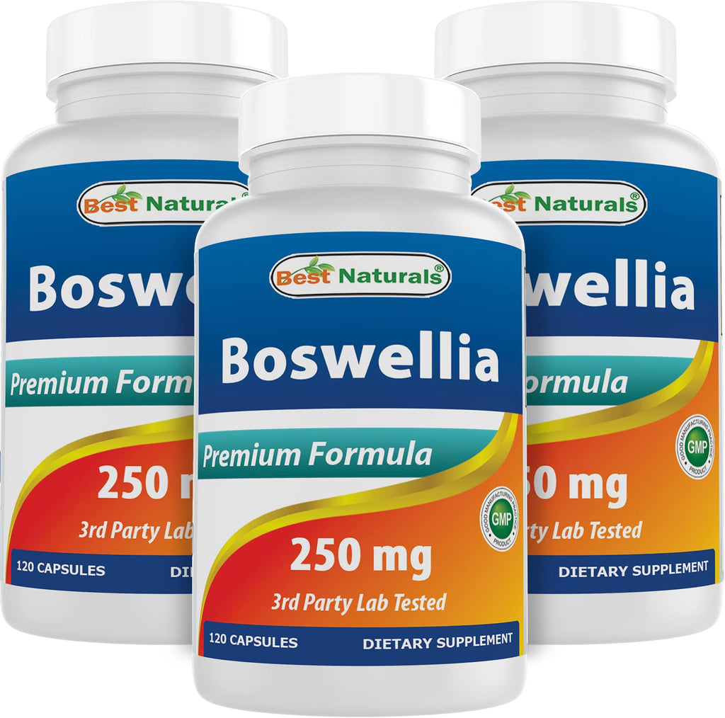 Best Naturals Boswellia Serrata Joint Health 250 mg 120 Capsules - Standardized to 65% Boswellic Acid (120 Count (Pack of 3)) - TrustMedUSA