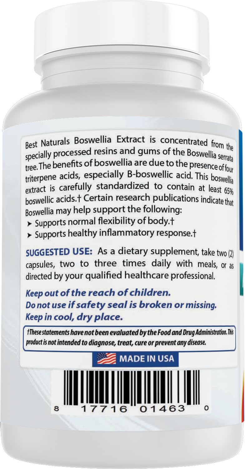 Best Naturals Boswellia Serrata Joint Health 250 mg 120 Capsules - Standardized to 65% Boswellic Acid (120 Count (Pack of 3)) - TrustMedUSA