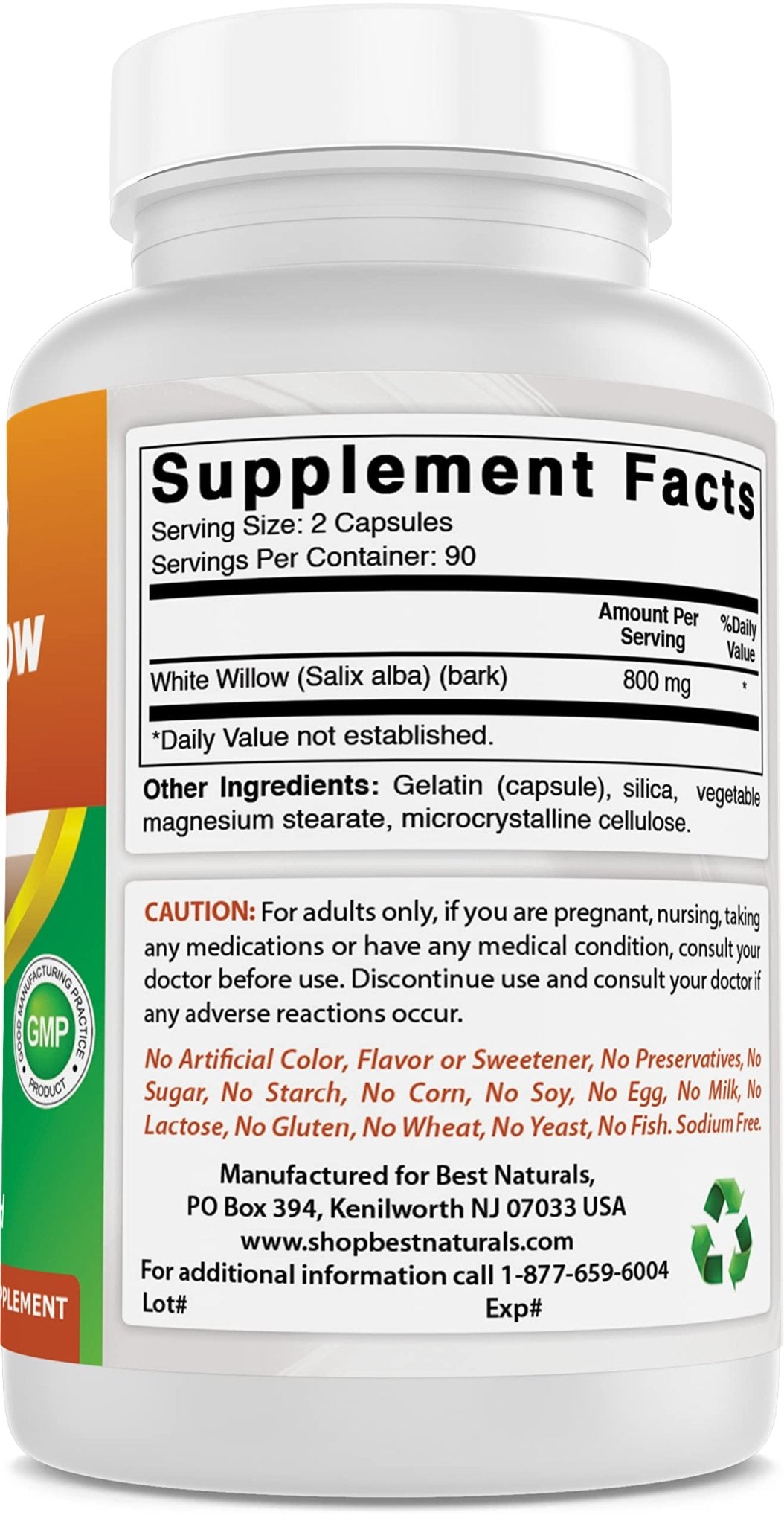 Best Naturals White Willow Bark 400 mg 180 Capsules (180 Count (Pack of 3)) - TrustMedUSA