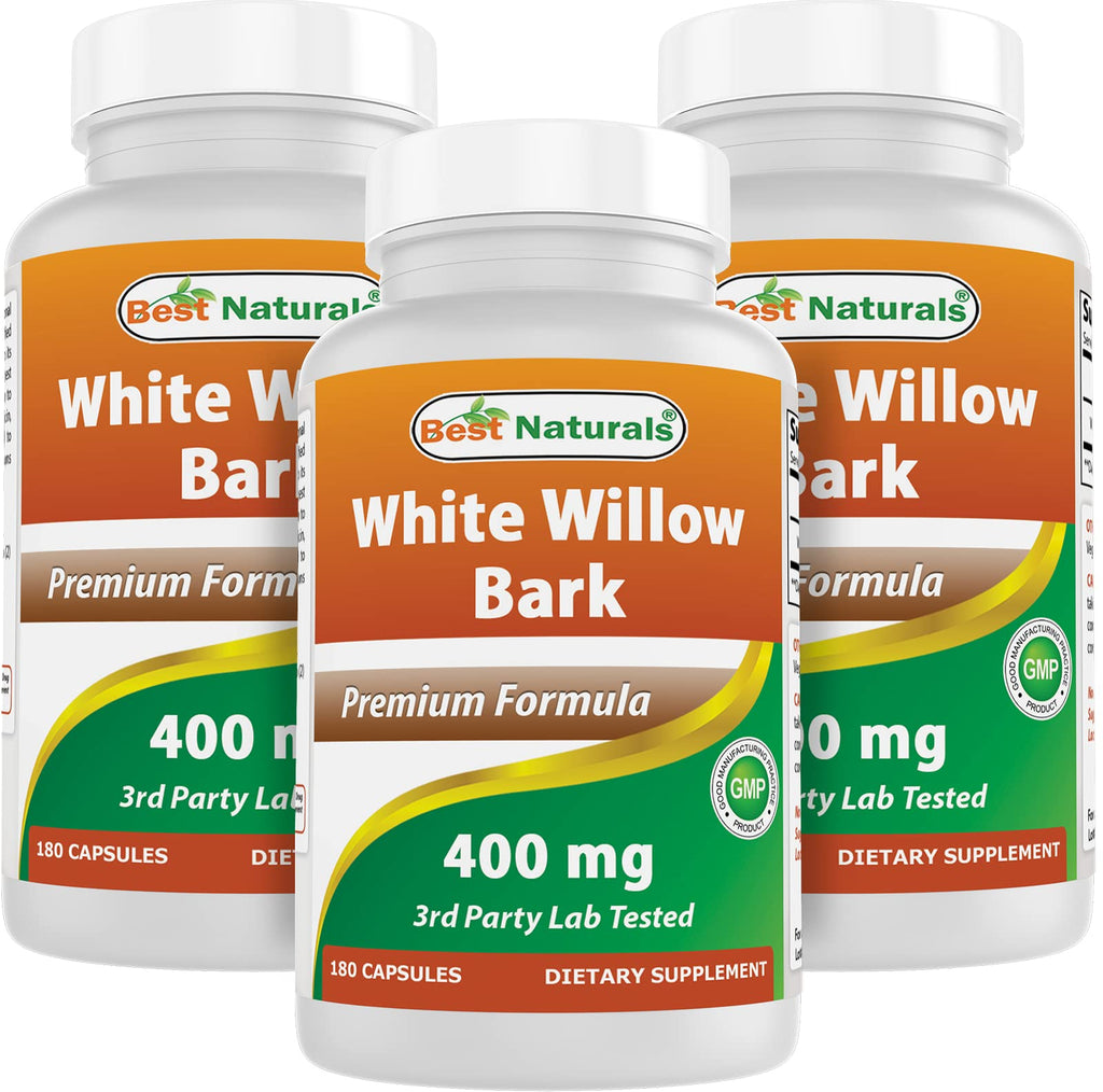 Best Naturals White Willow Bark 400 mg 180 Capsules (180 Count (Pack of 3)) - TrustMedUSA