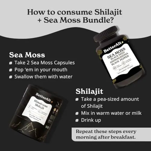 Better Alt Energy Duo with Pure Himalayan Shilajit Resin 30 gm & Sea Moss Capsules - TrustMedUSA