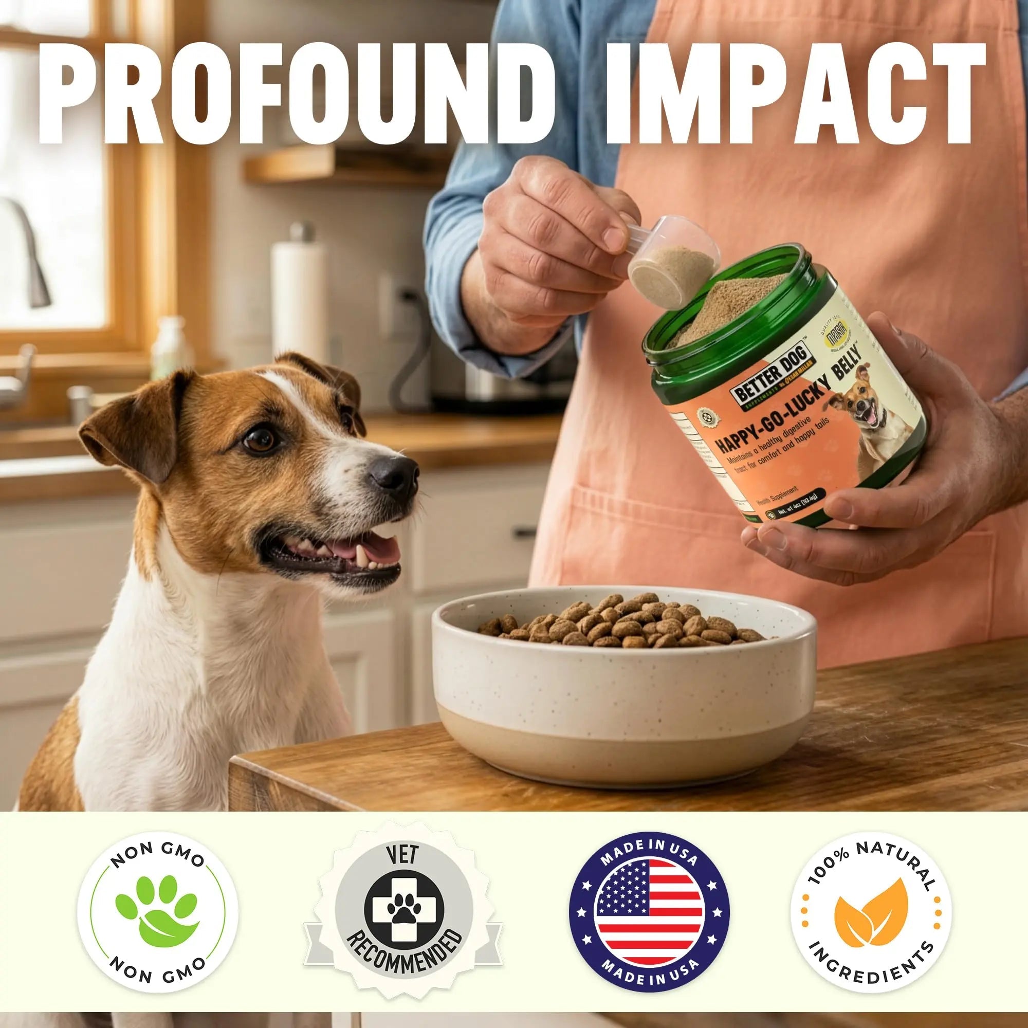 Better Dog Supplements Happy-Go-Lucky Belly by Cesar Millan - Natural Dog Digestive Support Powder – Dog Constipation Relief, Gut Balance & Regularity with Herbal Fiber for Dogs – 4oz (60-Day Supply) - TrustMedUSA