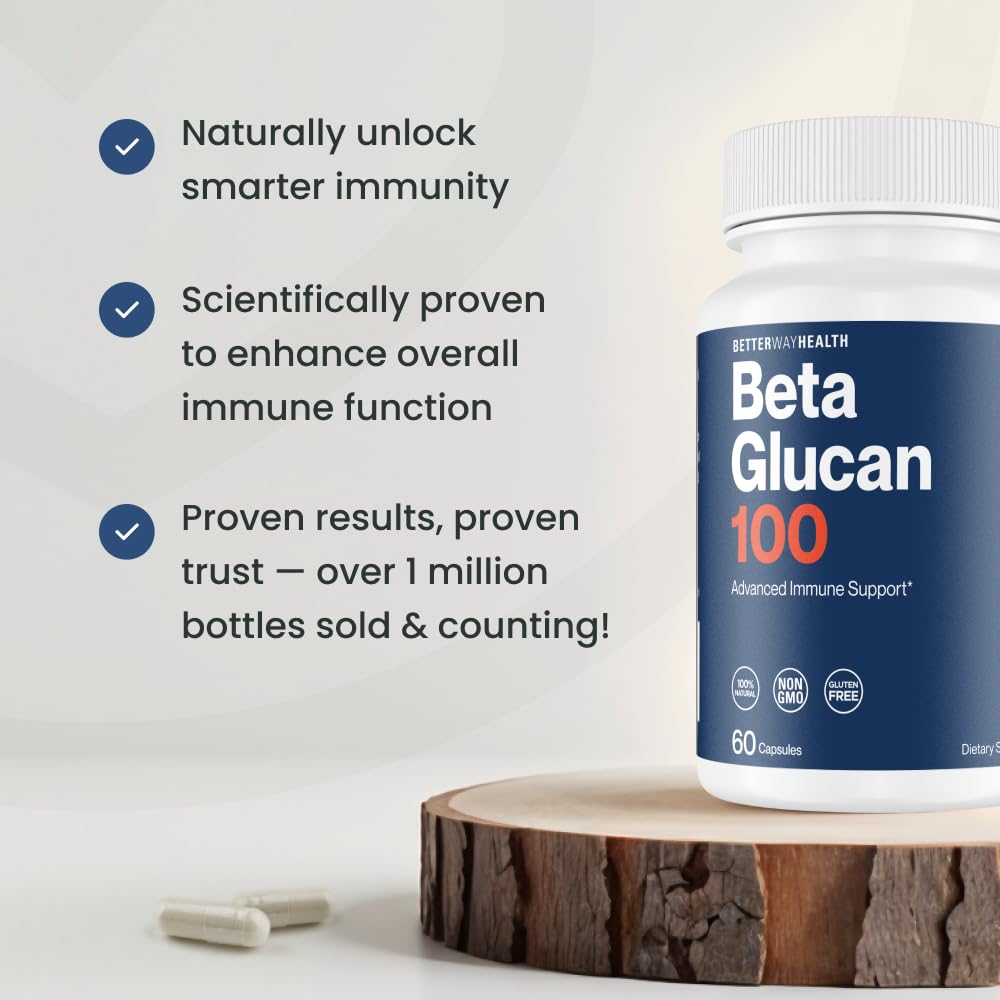 Better Way Health™ - Advanced Immune Readiness - Highly Purified 1,3/1,6 Beta Glucan 100 - Clinically Tested Immune Defense - 100mg/60 Capsules - TrustMedUSA
