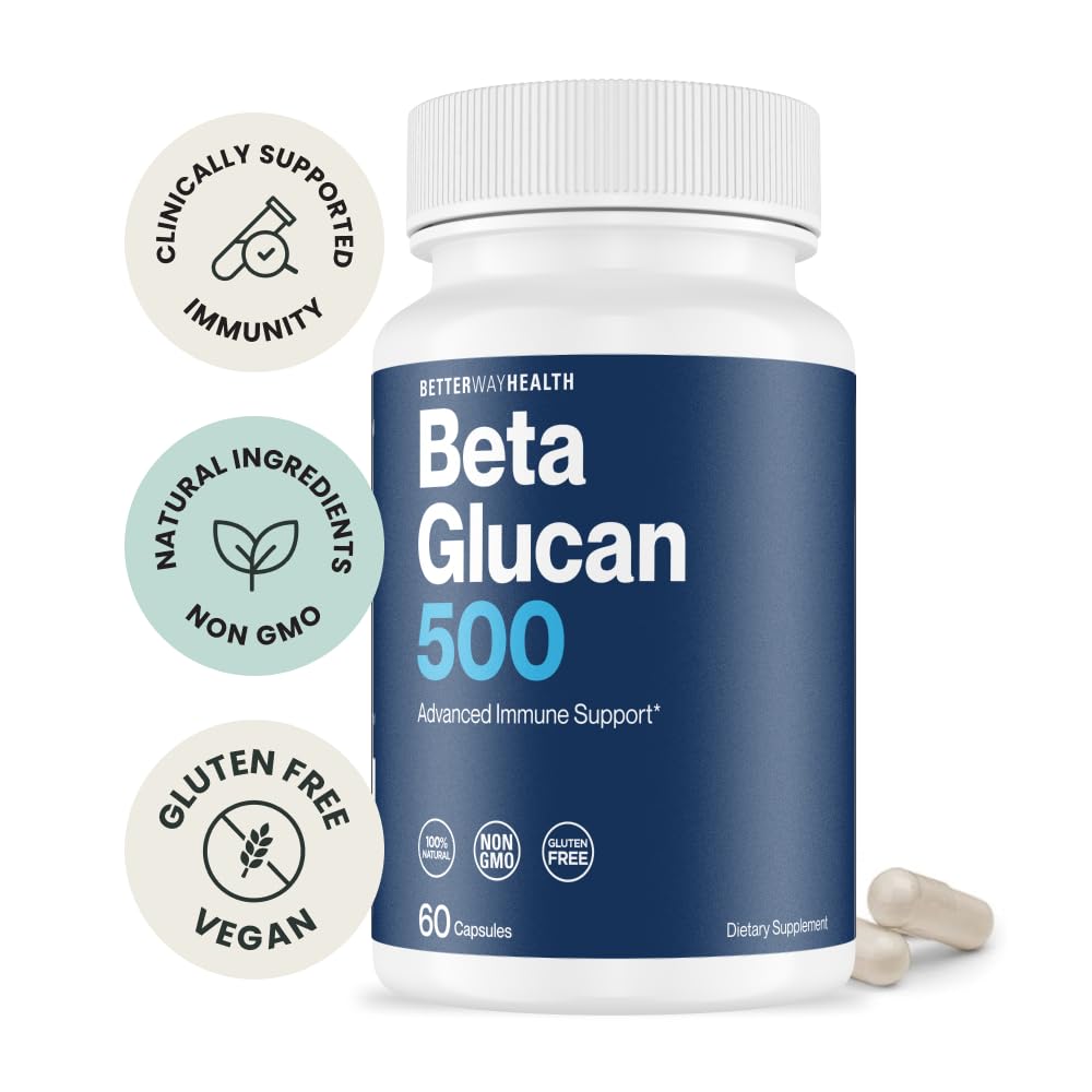 Better Way Health™ - Advanced Immune Readiness - Highly Purified 1,3/1,6 Beta Glucan 500 - Clinically Tested Immune Defense - 500mg/60 Capsules (Pack of 1) - TrustMedUSA