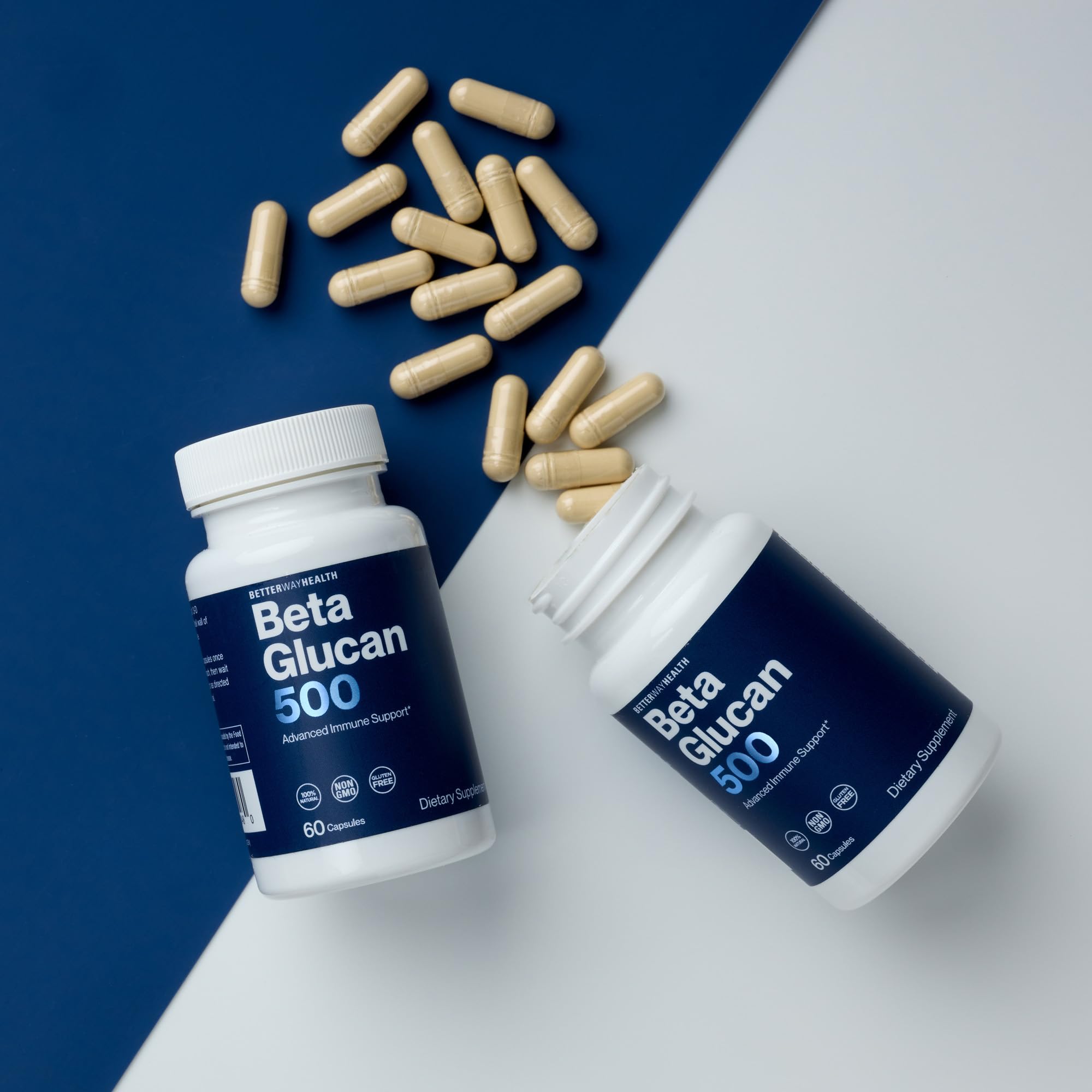 Better Way Health™ - Advanced Immune Readiness - Highly Purified 1,3/1,6 Beta Glucan 500 - Clinically Tested Immune Defense - 500mg/60 Capsules (Pack of 1) - TrustMedUSA