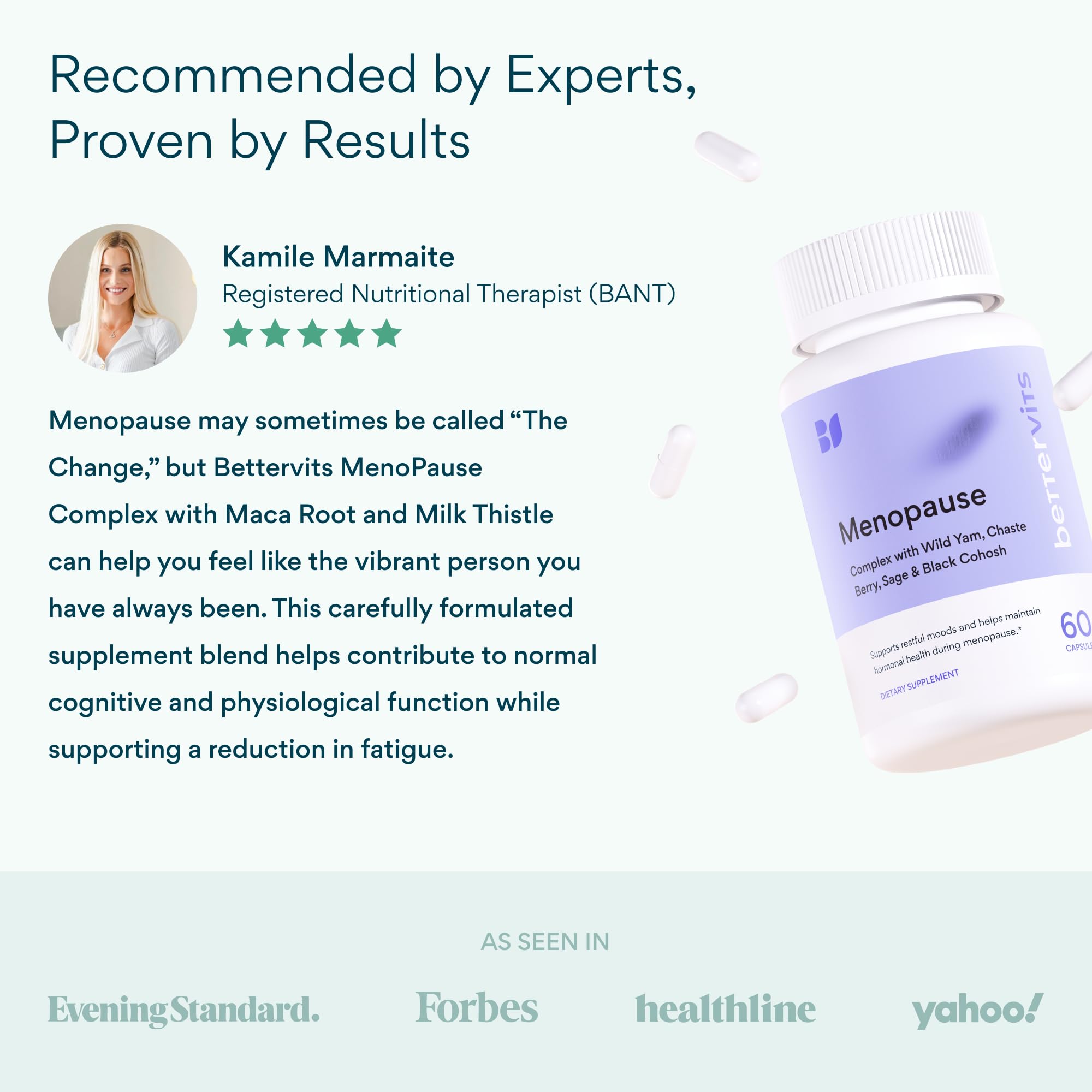 Bettervits Menopause Supplements for Women with Ashwagandha and Zinc | Hormone Balance Support with Vitamins D3 B6 B12 for Hot Flashes | Perimenopause Supplements for Monthly Wellness - 60 Capsules - TrustMedUSA