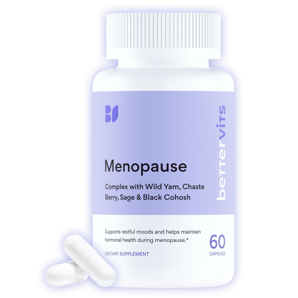 Bettervits Menopause Supplements for Women with Ashwagandha and Zinc | Hormone Balance Support with Vitamins D3 B6 B12 for Hot Flashes | Perimenopause Supplements for Monthly Wellness - 60 Capsules - TrustMedUSA