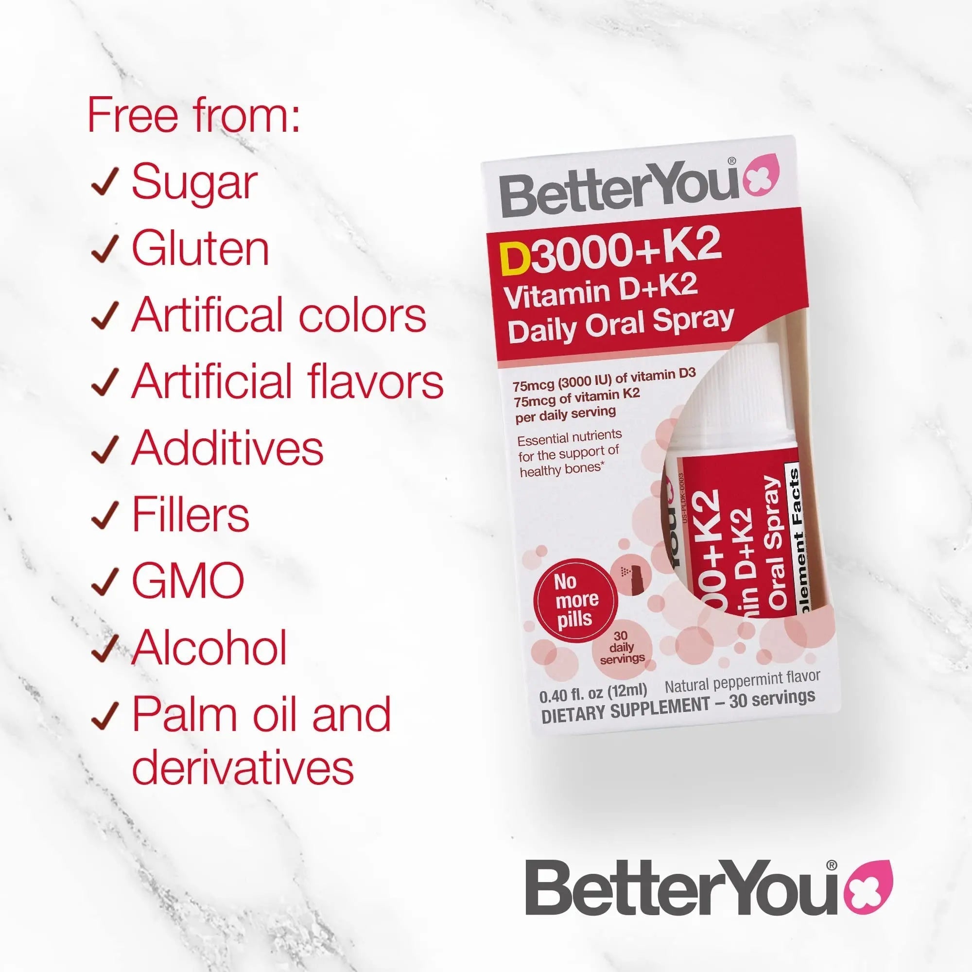 BetterYou D3000 + Vitamin D + K2 Spray 12ml - TrustMedUSA