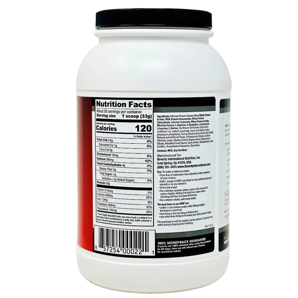 Beverly International UMP Protein Powder, Chocolate. Unique Whey-Casein Ratio Builds Lean Muscle. Easy to Digest. No Bloat. (32.8 oz) 2lb .8 oz - TrustMedUSA