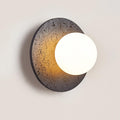 BFFGKGL Modern Natural Black Travertine Hallway Wall Sconce Nordic Creativity Round Transmittance Glass Bedside Wall Light Japanese Minimalist Aisle Wall Lamp For Living Room Stairs Living Room Balcon - TrustMedUSA