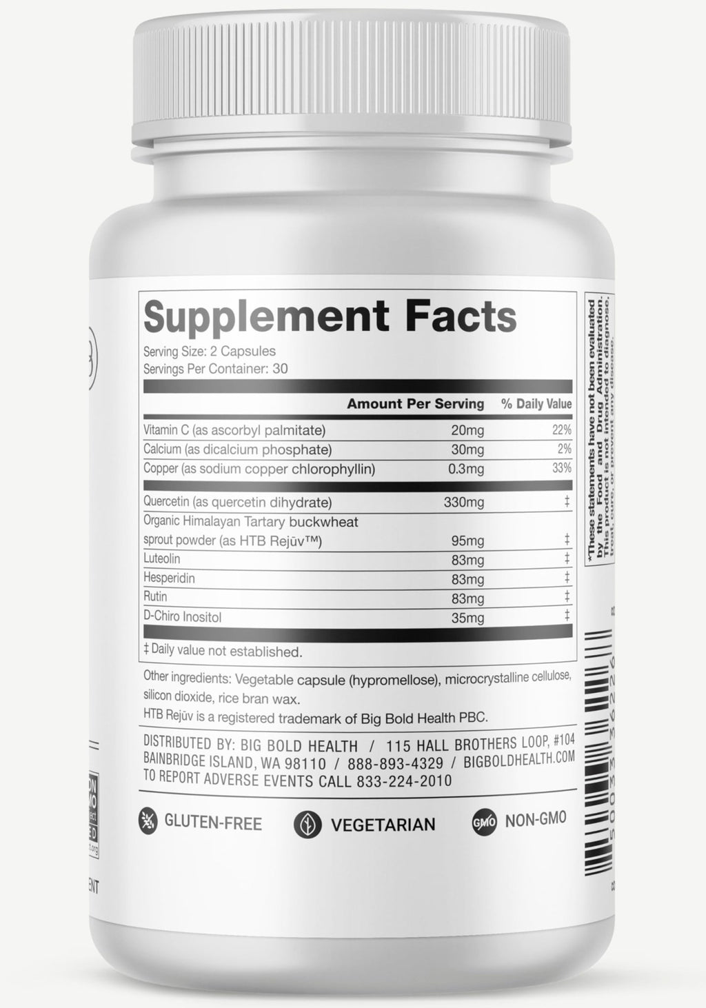 BIG BOLD HEALTH HTB Immune Rejuvenate - Polyphenols Supplement for Immune Support with Himalayan Tartary Buckwheat - Gluten Free, Dairy Free, Non-GMO Formula - 60 Vegetarian Capsules - TrustMedUSA