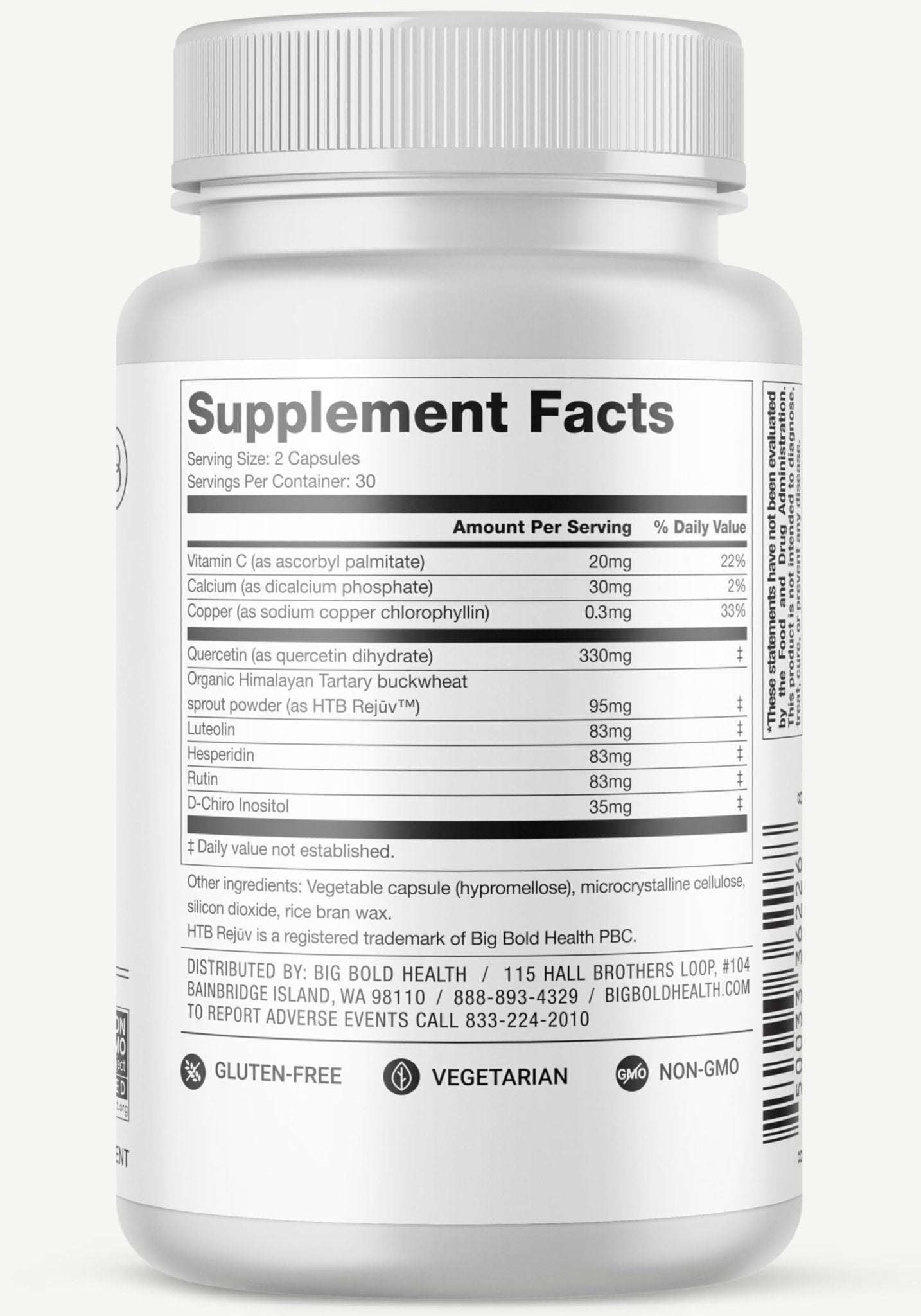 BIG BOLD HEALTH HTB Immune Rejuvenate - Polyphenols Supplement for Immune Support with Himalayan Tartary Buckwheat - Gluten Free, Dairy Free, Non-GMO Formula - 60 Vegetarian Capsules - TrustMedUSA