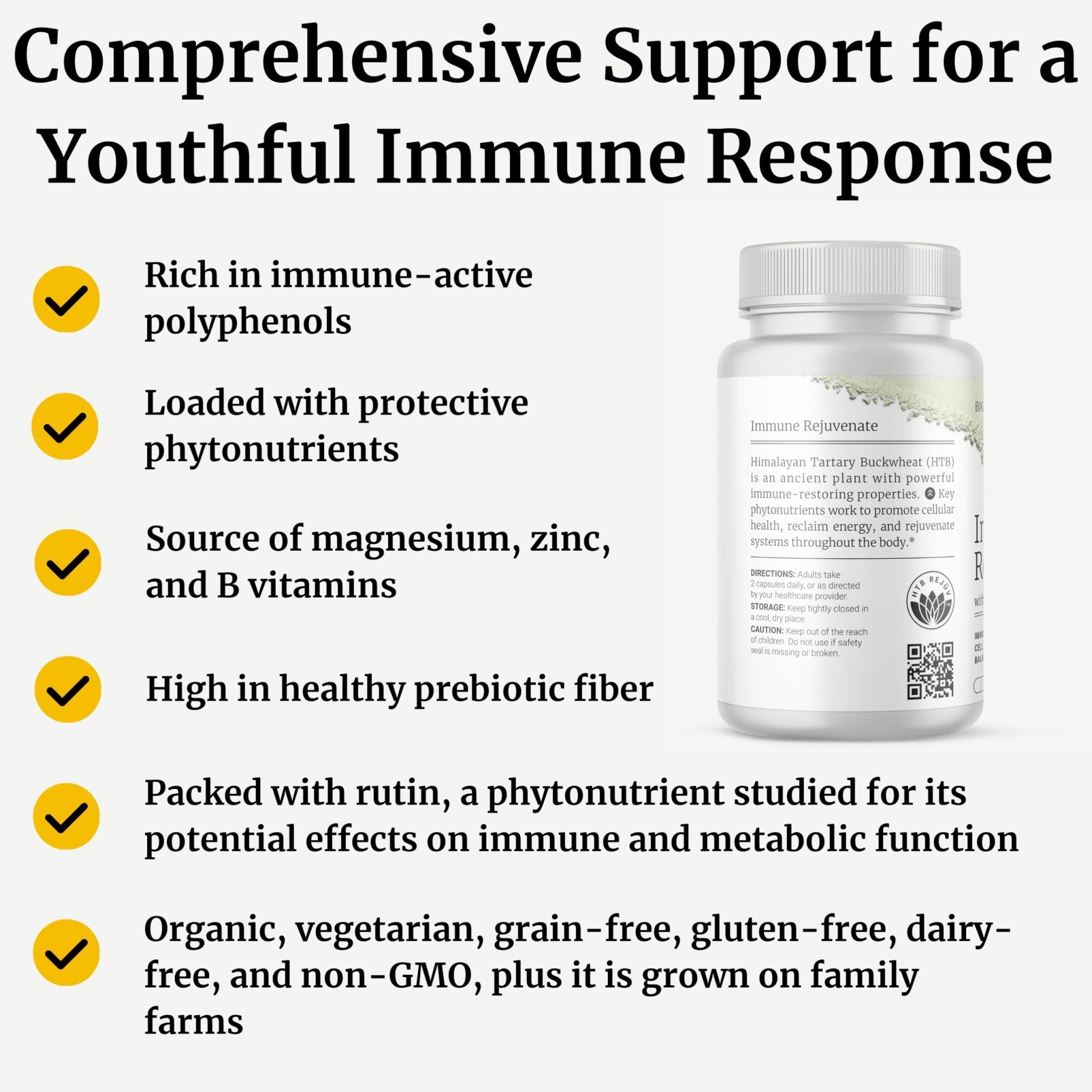 BIG BOLD HEALTH HTB Immune Rejuvenate - Polyphenols Supplement for Immune Support with Himalayan Tartary Buckwheat - Gluten Free, Dairy Free, Non-GMO Formula - 60 Vegetarian Capsules - TrustMedUSA