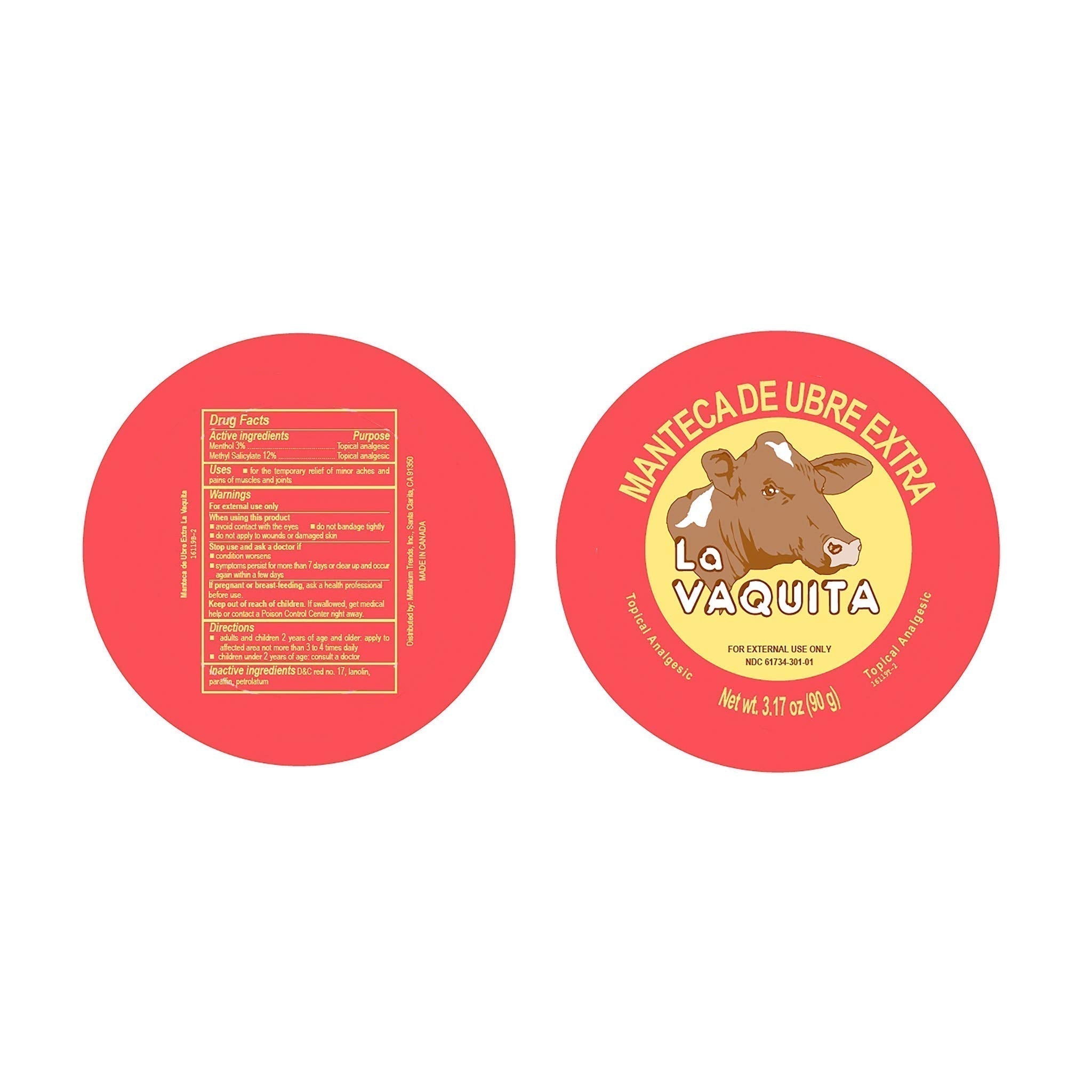 BILITOK 2 Pack La Vaquita Extra Strength Udder Balm Manteca Ubre De Vaca Pain Relief 3.17 Oz. Topical Analgesic - TrustMedUSA
