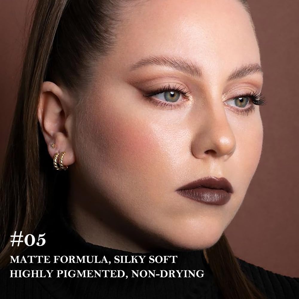 BINGBRUSH 2-in-1 Gradient Dark Brown Lip Liner & Lipstick Combo,Matte Longwear Waterproof Lip Pencil with Cone Tip,Smudge Proof Crayon for Flawless Ombre Contour,Women's Long Lasting Makeup Set - TrustMedUSA