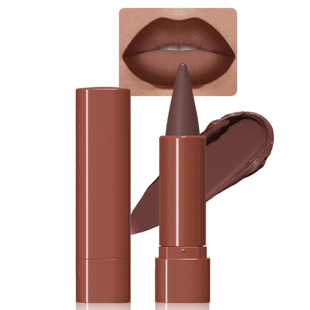 BINGBRUSH 2-in-1 Gradient Dark Brown Lip Liner & Lipstick Combo,Matte Longwear Waterproof Lip Pencil with Cone Tip,Smudge Proof Crayon for Flawless Ombre Contour,Women's Long Lasting Makeup Set - TrustMedUSA