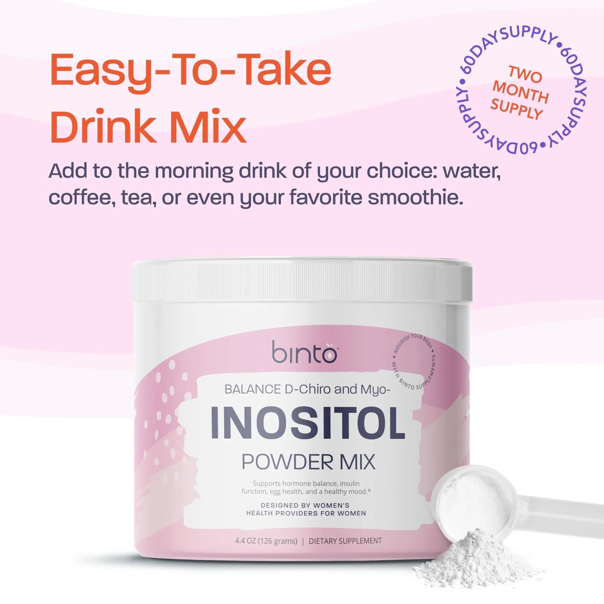 Binto Inositol Powder Mix | 60-Day Supply | 40:1 Ratio of Myo and D-Chiro Inositol - TrustMedUSA