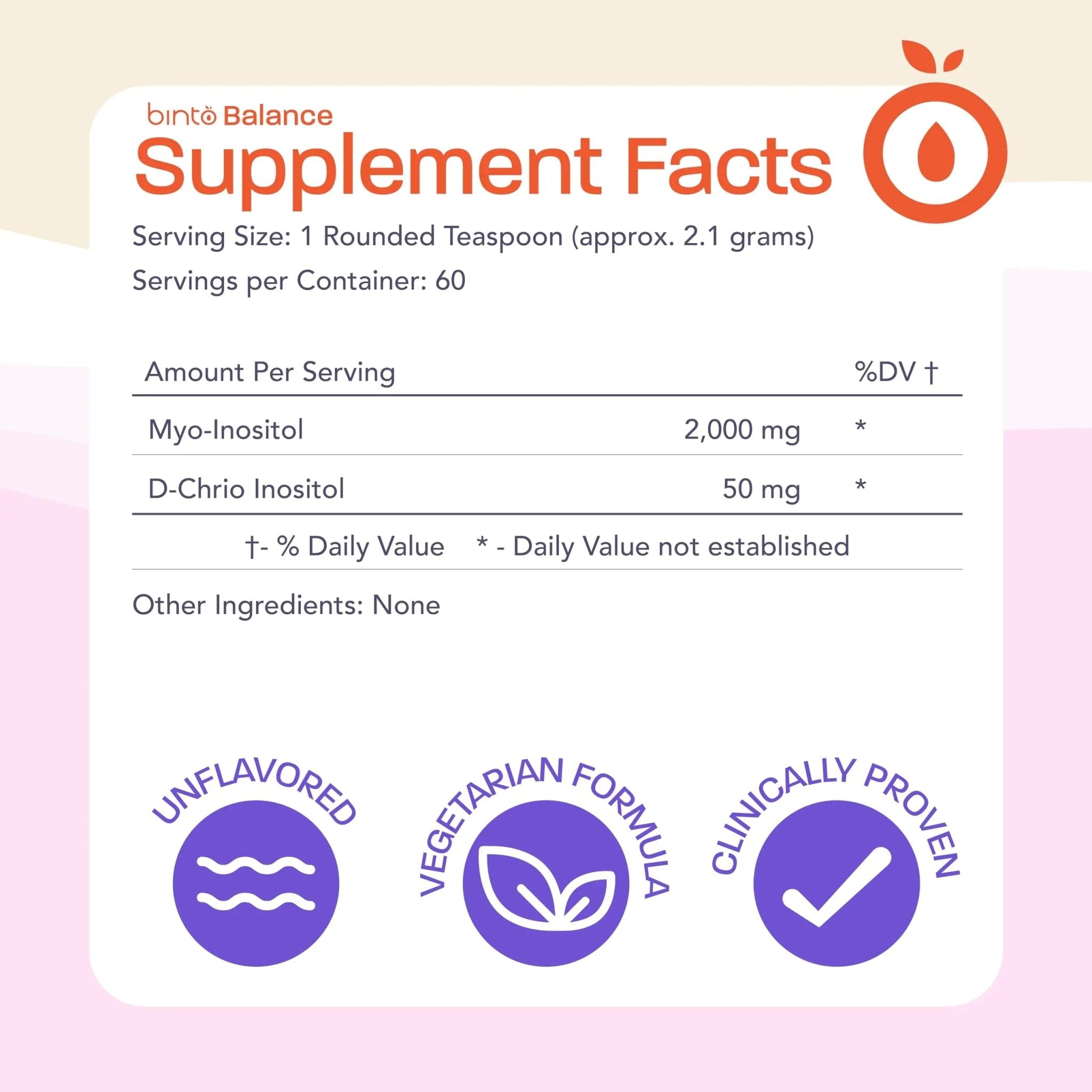 Binto Inositol Powder Mix | 60-Day Supply | 40:1 Ratio of Myo and D-Chiro Inositol - TrustMedUSA