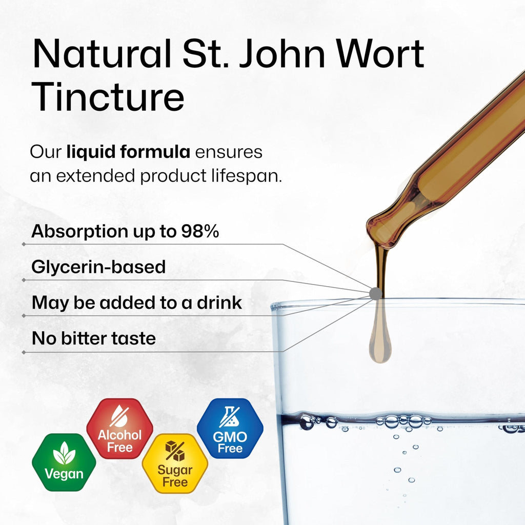 BIO KRAUTER® St Johns Wort for Calm & Mood Support - Vegan St. John's Wort for Relaxation & Emotional Wellness Support - Calm Drops 2 Fl.Oz., 28-Day Supply, Alcohol & Sugar Free Herbal Supplements - Maple Wellness Supplements