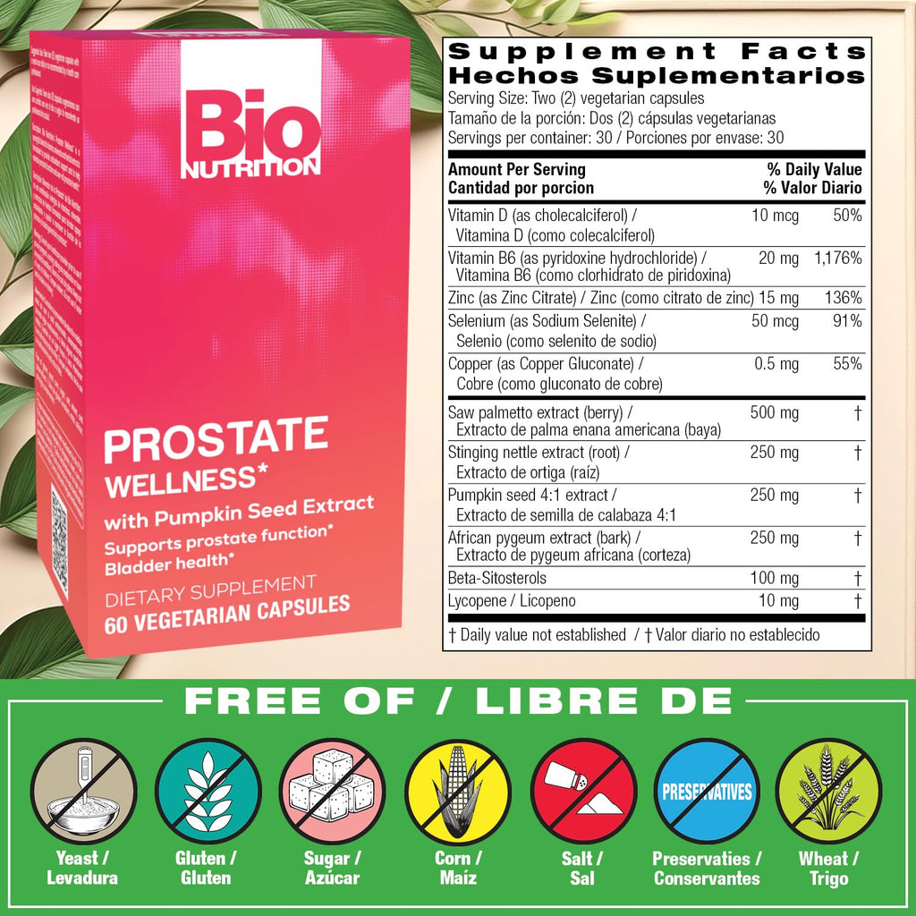 Bio Nutrition Prostate Wellness with Pumpkin Seed Extract 60 Capsules - TrustMedUSA