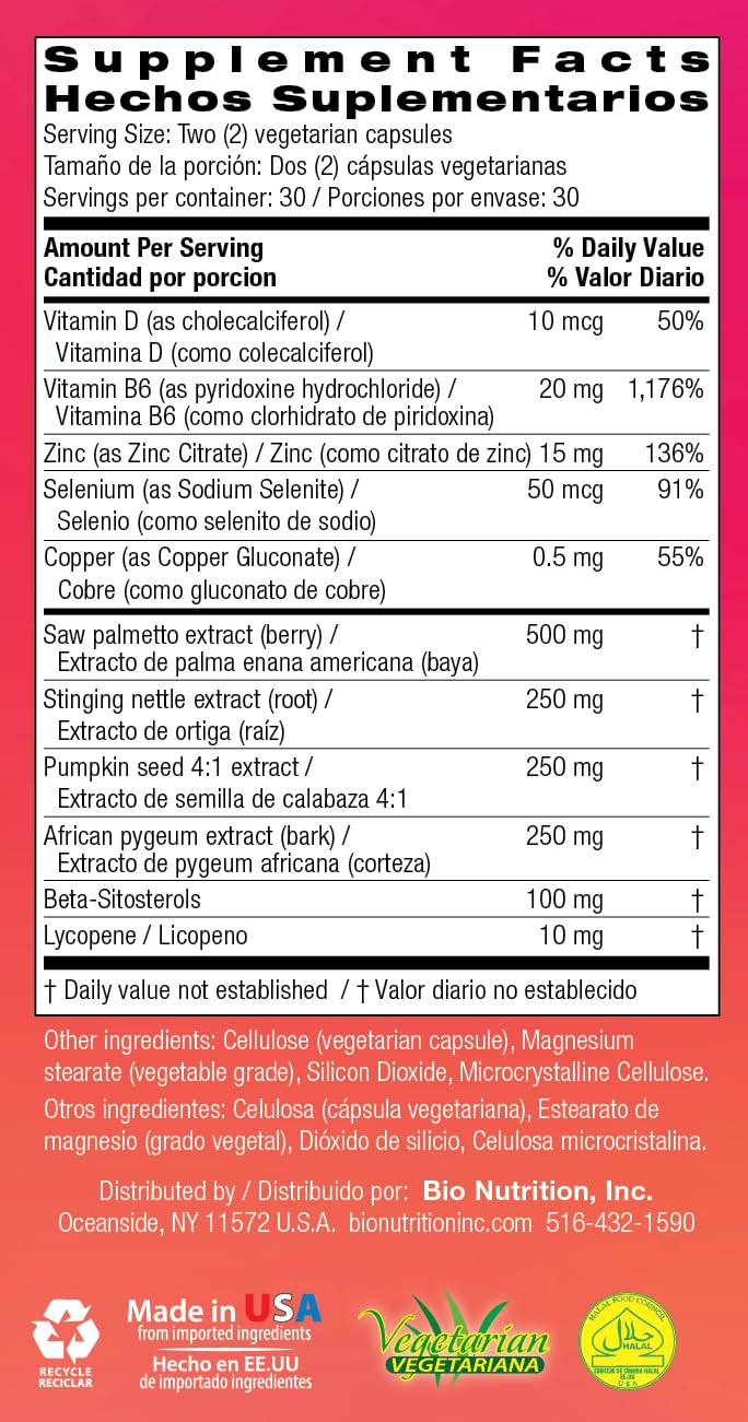 Bio Nutrition Prostate Wellness with Pumpkin Seed Extract 60 Capsules - TrustMedUSA