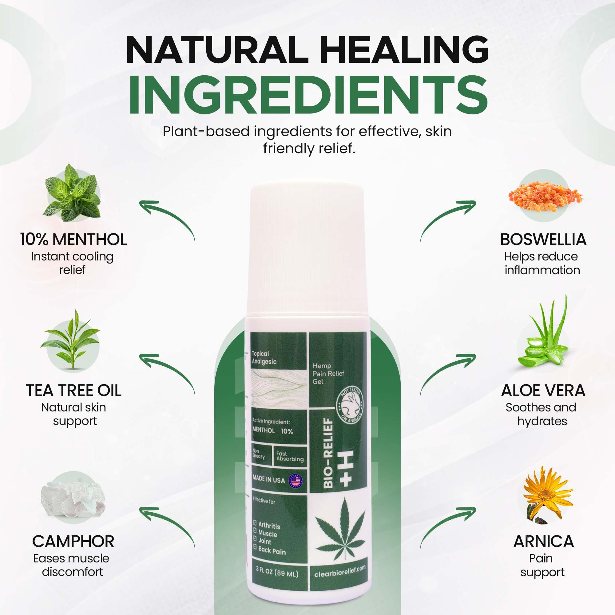 BIO-RELIEF Fast-Acting Hemp Pain Relief Roll On - Highly Effective, Cool & Topical Pain Relief Extra Strength for Arthritis, Muscle, Joint & Back – Easy Roll On Maximum Strength - TrustMedUSA