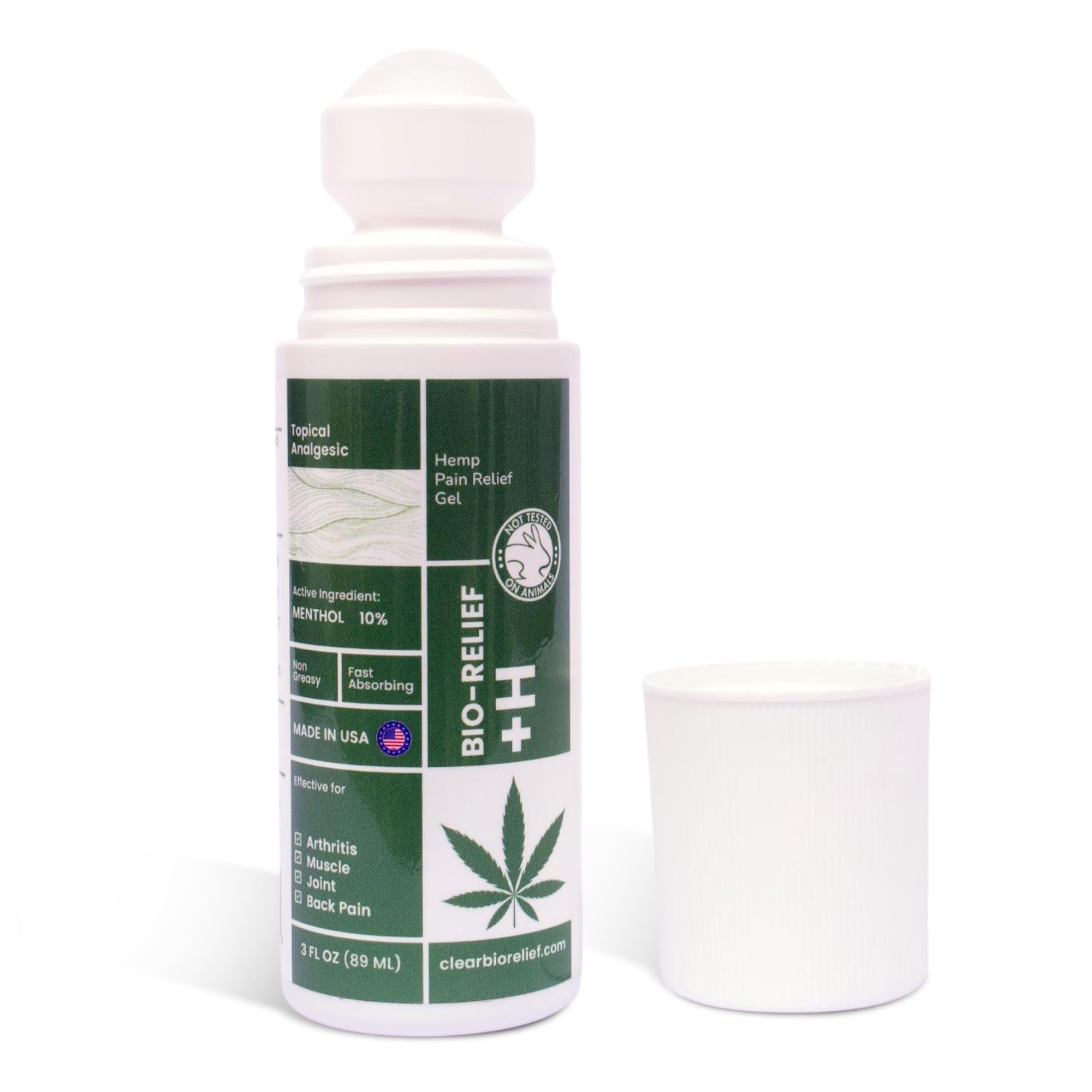 BIO-RELIEF Fast-Acting Hemp Pain Relief Roll On - Highly Effective, Cool & Topical Pain Relief Extra Strength for Arthritis, Muscle, Joint & Back – Easy Roll On Maximum Strength - TrustMedUSA