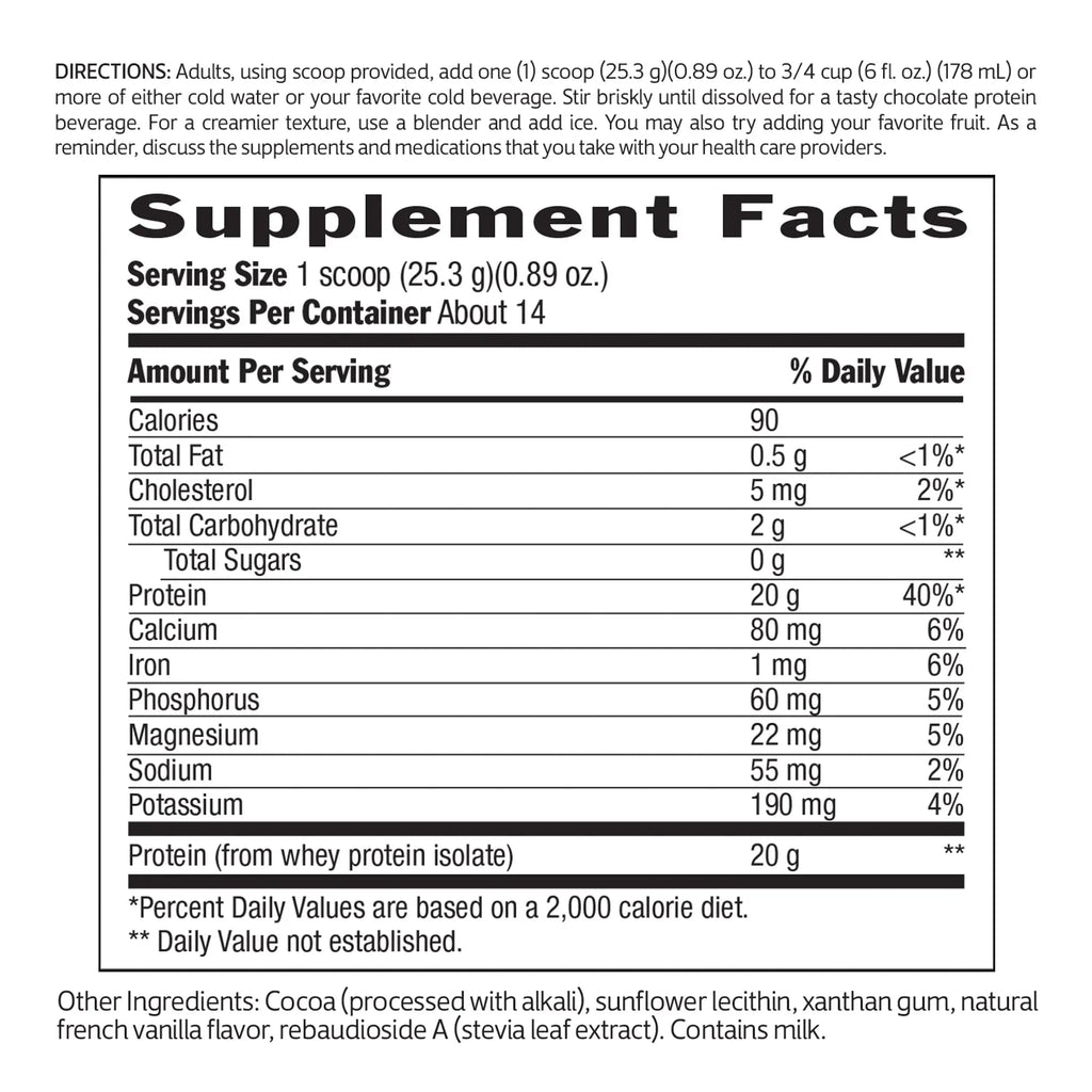 Biochem 100% Whey Sugar-Free Chocolate 20g, 12.5oz, Certified Vegetarian, Certified Glut - TrustMedUSA