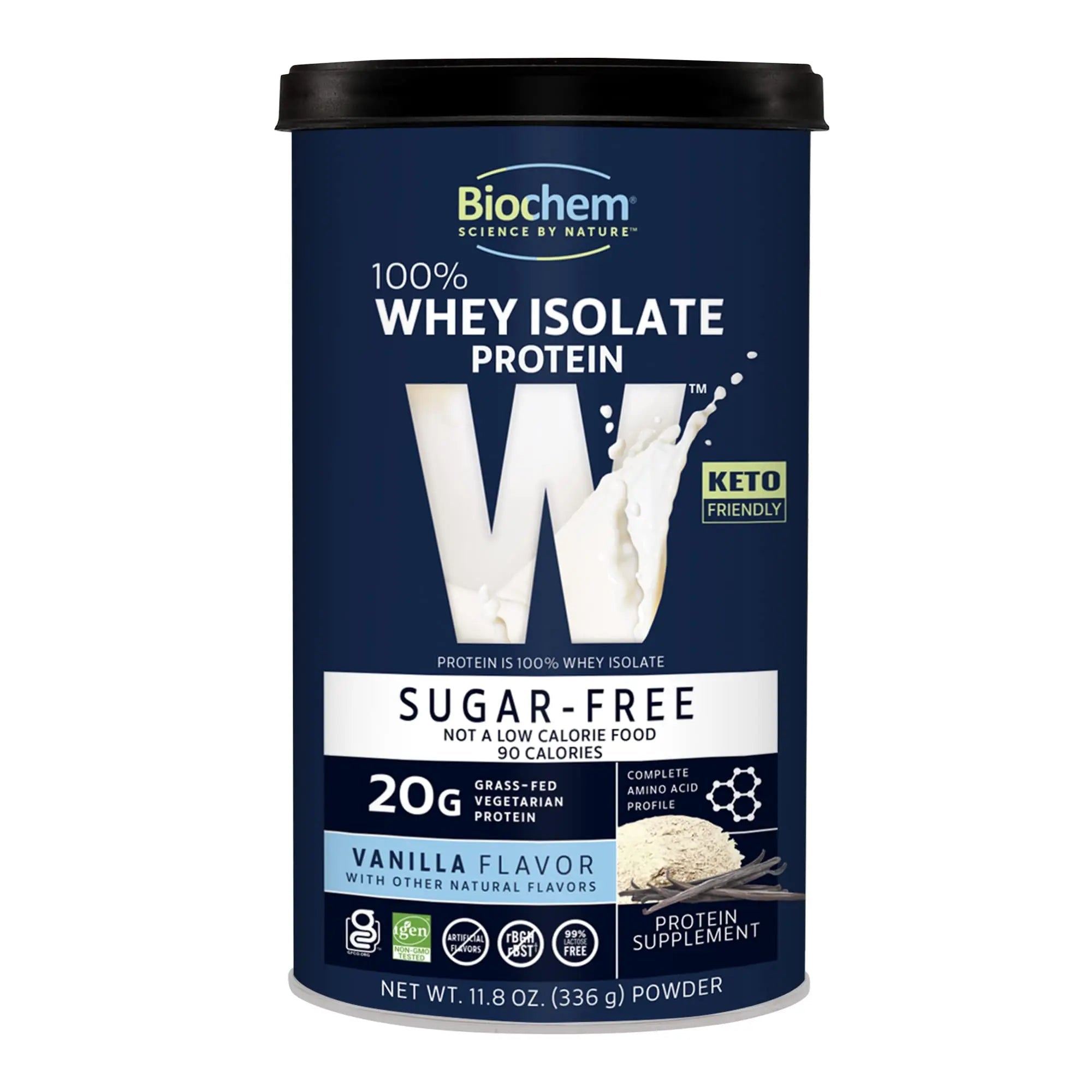 Biochem 100% Whey Sugar-Free Vanilla 20g, 11.8oz, Certified Vegetarian, Certified Gluten - TrustMedUSA