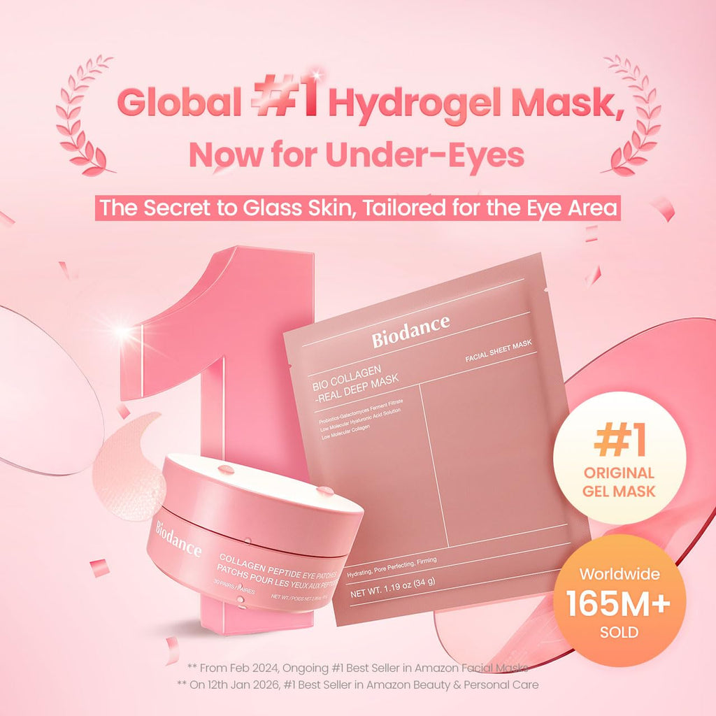 BIODANCE Collagen Peptide Eye Patches, Anti Wrinkle & Smile Line Patches for Face, Under Eye Mask for Fine Lines & Eye Bags - TrustMedUSA