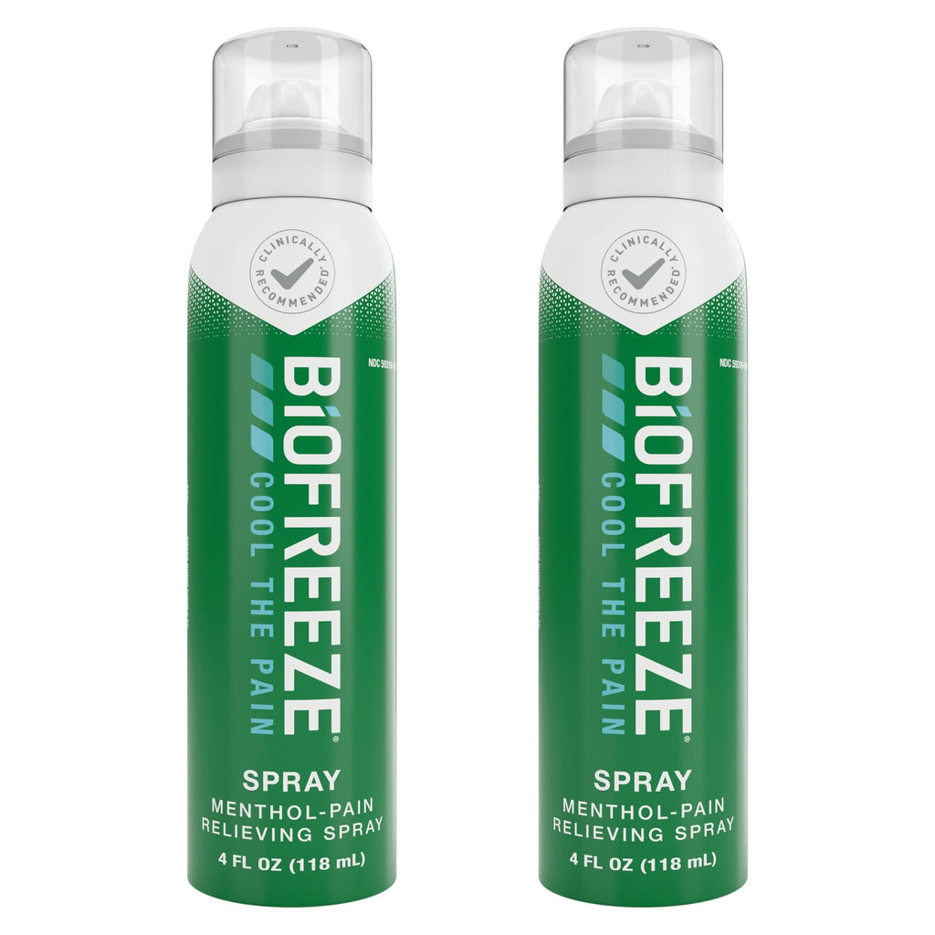 Biofreeze Pain Relief Spray, Arthritis Pain Reliever, Knee & Lower Back Pain Relief, Sore Muscle Relief, Neck Pain Relief, 2 Pack (4 FL OZ Biofreeze Menthol Spray) - TrustMedUSA