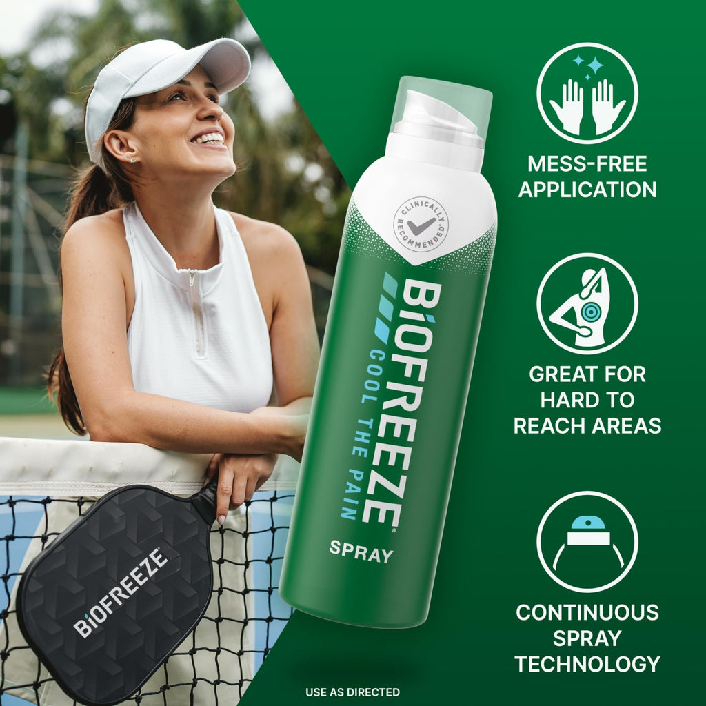 Biofreeze Pain Relief Spray, Arthritis Pain Reliever, Knee & Lower Back Pain Relief, Sore Muscle Relief, Neck Pain Relief, 2 Pack (4 FL OZ Biofreeze Menthol Spray) - TrustMedUSA