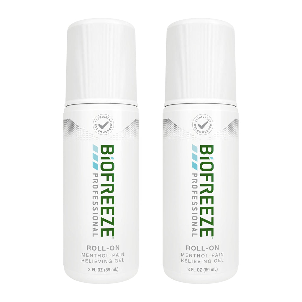 Biofreeze Professional Pain Relief Roll On, Knee & Lower Back Pain Relief, Arthritis Pain Reliever, Neck Pain Relief, Cooling Joint Pain Relief, Roll-On Menthol Gel 3 Fl Oz (Pack of 2) - TrustMedUSA