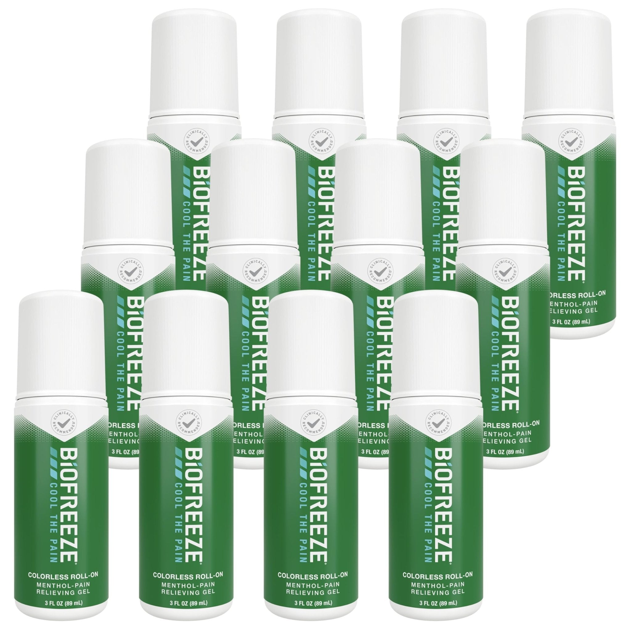 Biofreeze Roll-On Pain-Relieving Gel 3 FL OZ, Colorless (Pack Of 12) Topical Pain Reliever For Muscles And Joints From Arthritis, Backache, Strains, Bruises, & Sprains - TrustMedUSA