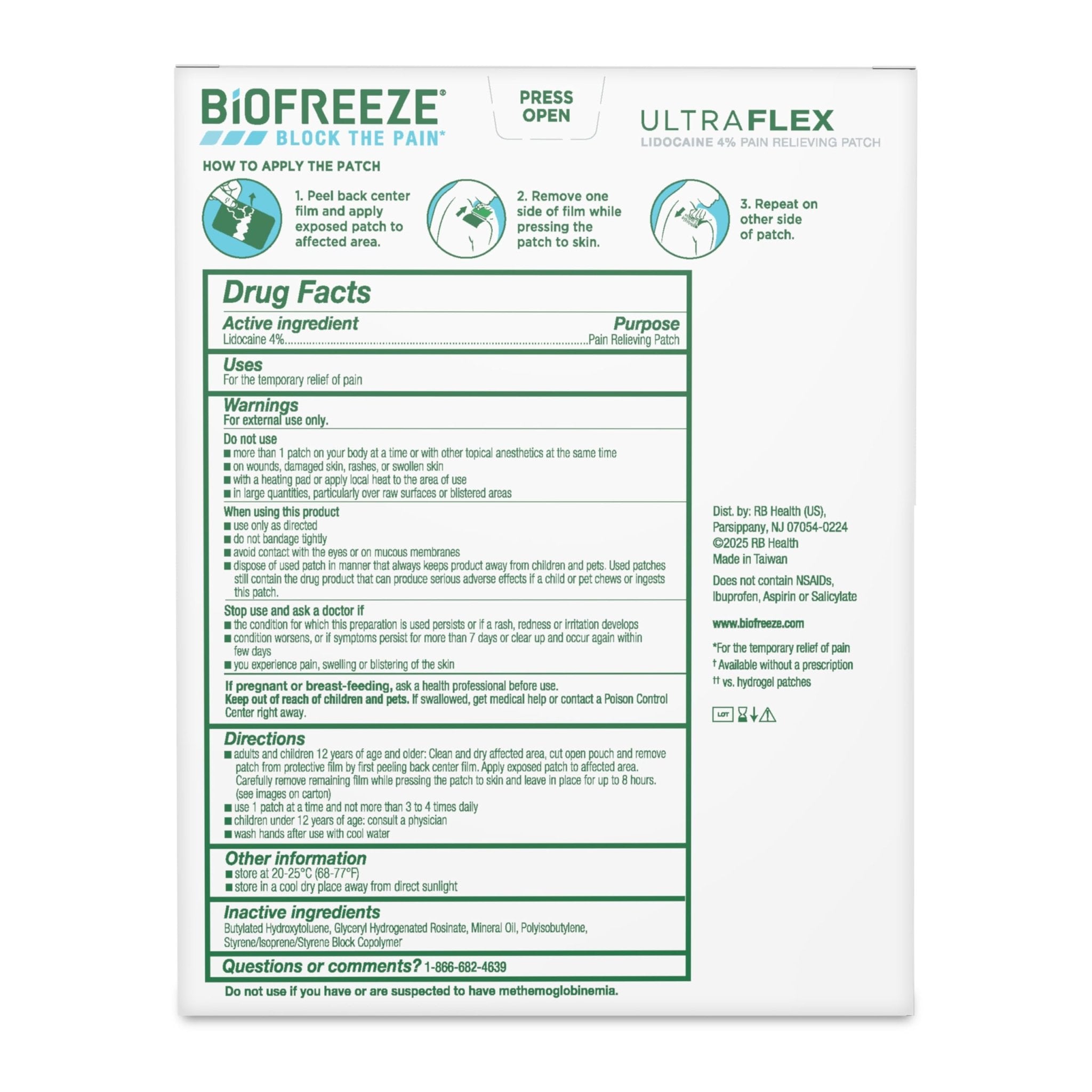 Biofreeze Ultraflex Maximum Strength 4% Lidocaine Patches, Non-Menthol, Flexible Pain Relief Patch for Lower Back, Lidocaine Patch for Neck, Knee, Shoulder, 4 Large Pain Patches - TrustMedUSA