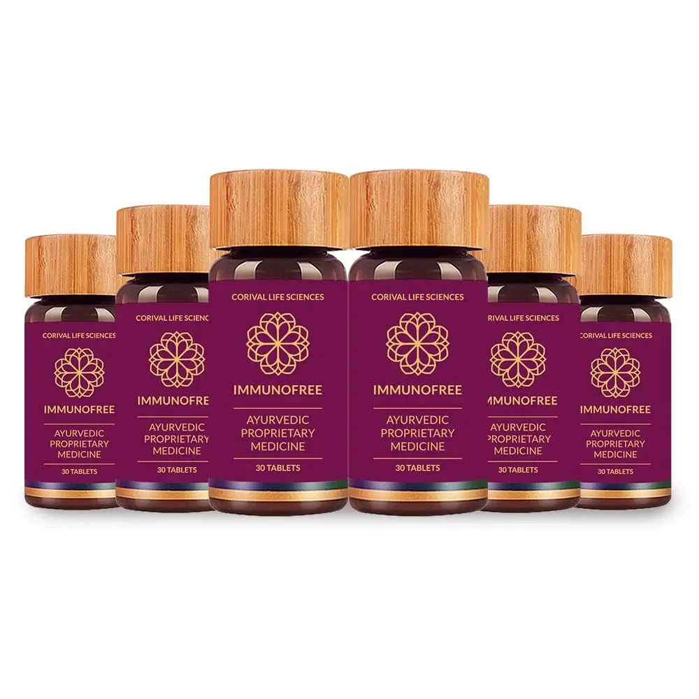 Biogetica Immunofree Herbal Supplement for Immune Support - Natural Potent Blend of Tulsi, Kalmegh, Yashtimadhu & Giloy for Immune Boost - 100% Vegan - 30 Tablets- Pack of 6 - TrustMedUSA