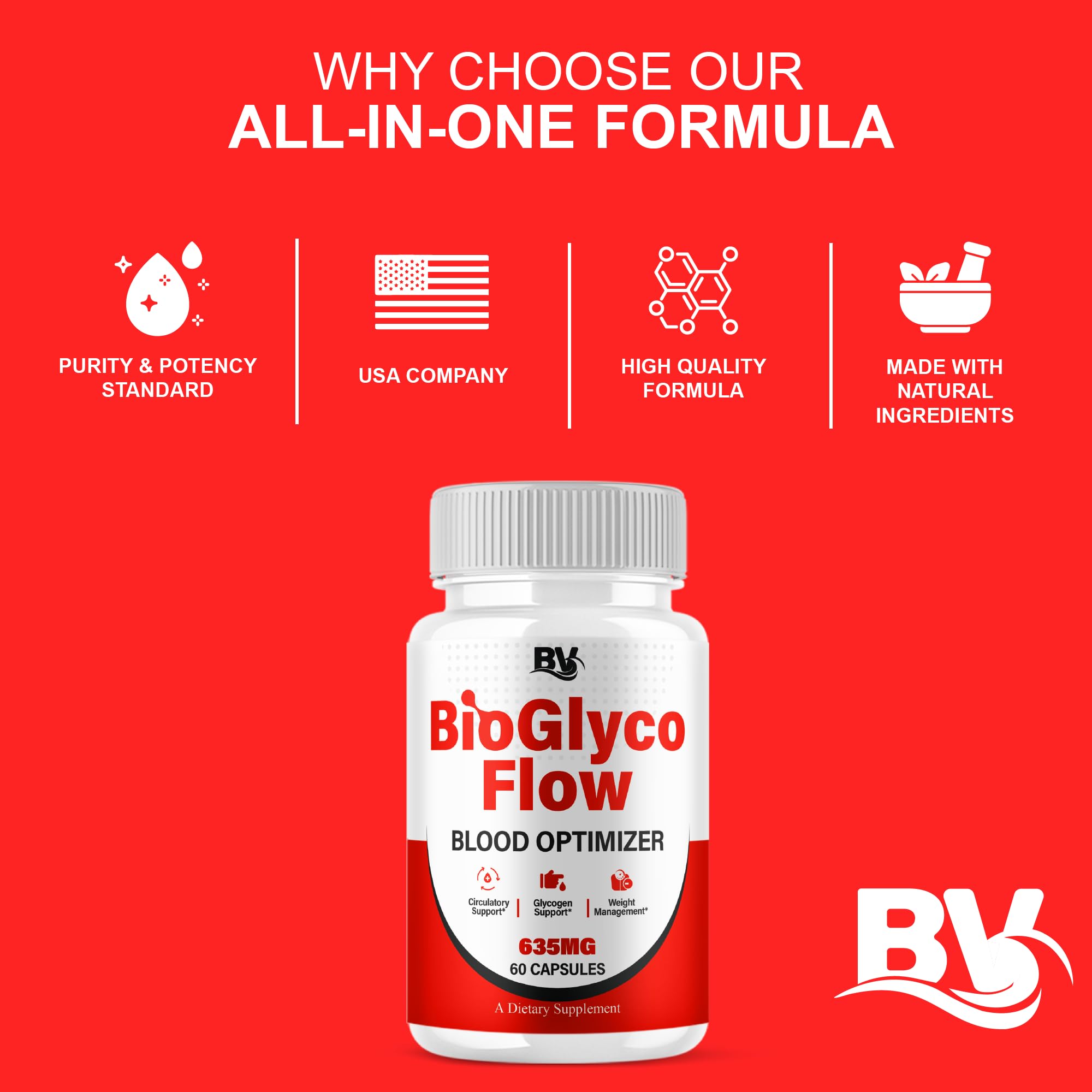 BioGlyco Flow Advanced Daily Multivitamin Health Support and All Natural Wellness Supplement Formula, BioGlyco Flow Premium Health and Wellness Support Formula Supplement (2 Pack - 120 Capsules) - TrustMedUSA