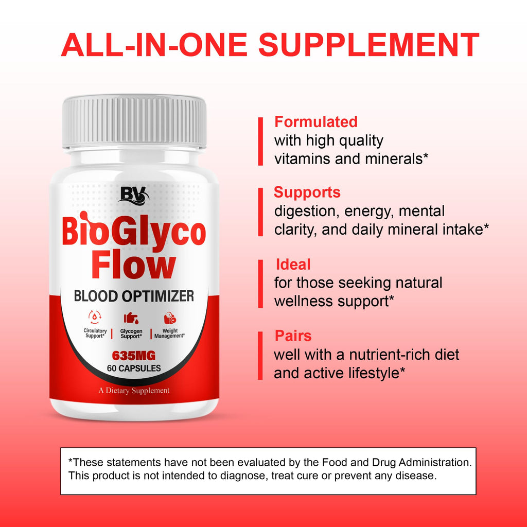 BioGlyco Flow Advanced Daily Multivitamin Health Support and All Natural Wellness Supplement Formula, BioGlyco Flow Premium Health and Wellness Support Formula Supplement (2 Pack - 120 Capsules) - TrustMedUSA