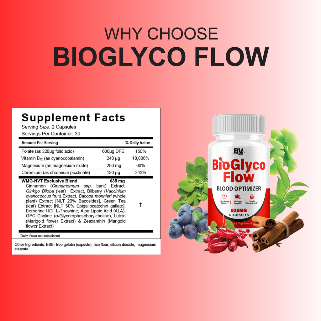 BioGlyco Flow Advanced Daily Multivitamin Health Support and All Natural Wellness Supplement Formula, BioGlyco Flow Premium Health and Wellness Support Formula Supplement (2 Pack - 120 Capsules) - TrustMedUSA