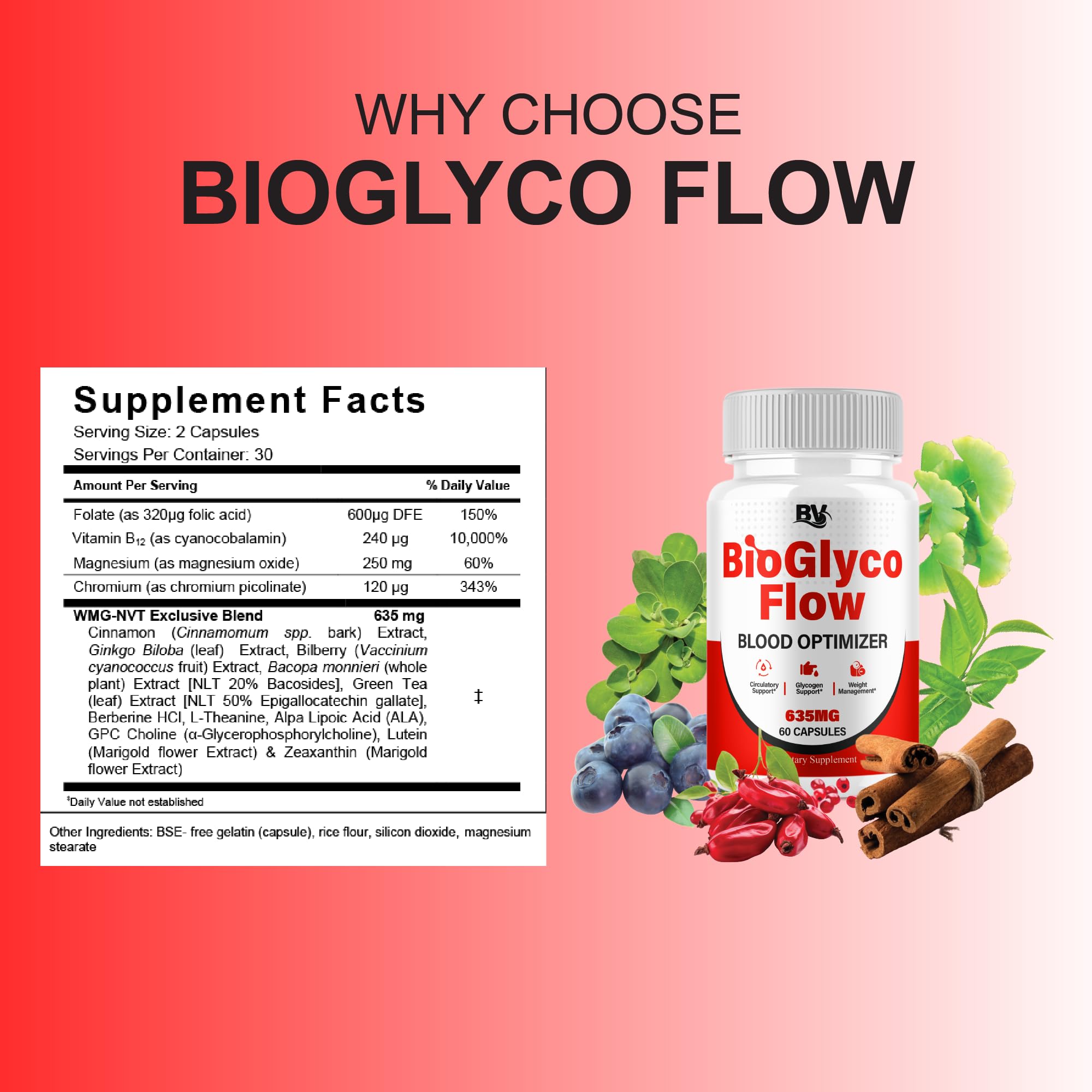 BioGlyco Flow Advanced Daily Multivitamin Health Support and All Natural Wellness Supplement Formula, BioGlyco Flow Premium Health and Wellness Support Formula Supplement (2 Pack - 120 Capsules) - TrustMedUSA