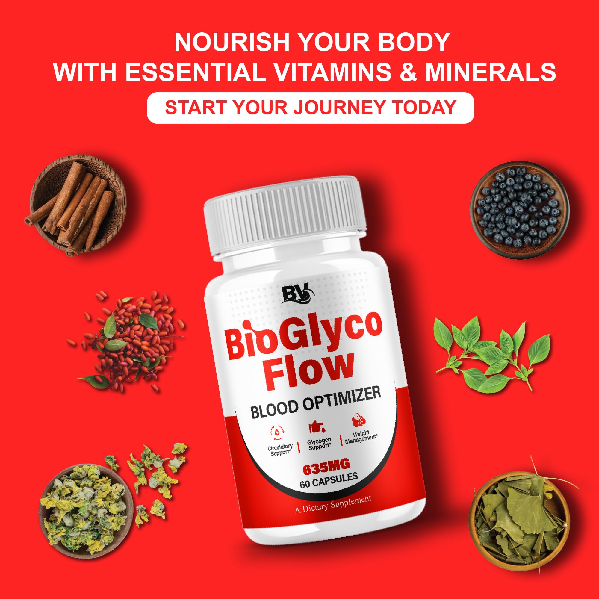 BioGlyco Flow Advanced Daily Multivitamin Health Support and All Natural Wellness Supplement Formula, BioGlyco Flow Premium Health and Wellness Support Formula Supplement (1 Pack - 60 Capsules) - TrustMedUSA