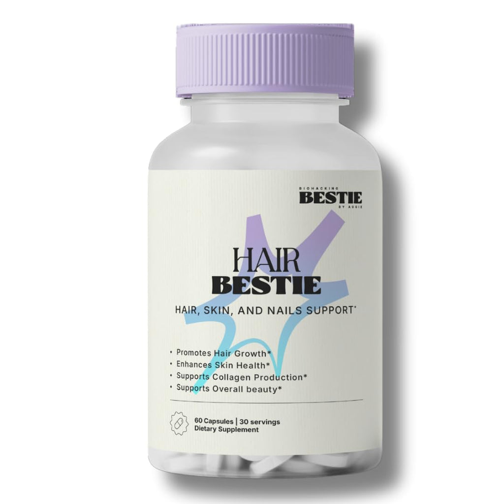 Biohacking Bestie Hair Bestie for Women & Men - Hair Growth Supplement with Biotin, Collagen, Vitamin B5, & Keratin, Support for Skin Health & Nails - 60 Capsules - TrustMedUSA