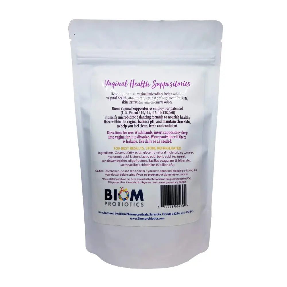 Biom Probiotics Prebiotics Boric acid Suppositories . Feminine Health Probiotic for Infections & pH Essentials VEGAN,PARABEN-FREE (10) - TrustMedUSA
