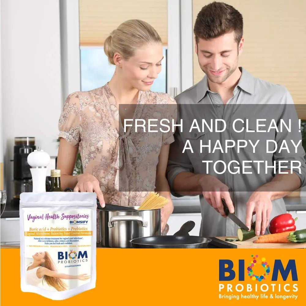 Biom Probiotics Prebiotics Boric acid Suppositories . Feminine Health Probiotic for Infections & pH Essentials VEGAN,PARABEN-FREE (10) - TrustMedUSA