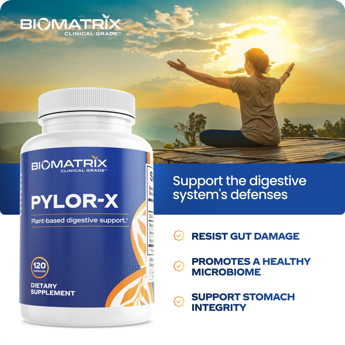 BioMatrix Pylor-X Gut Health Supplement – Mastic Gum, Berberine, Zinc Carnosine & Bismuth Salts for Gastric Support, Digestive Comfort, Stomach Lining Protection - (120 Capsules) 30-60 Day Supply - TrustMedUSA