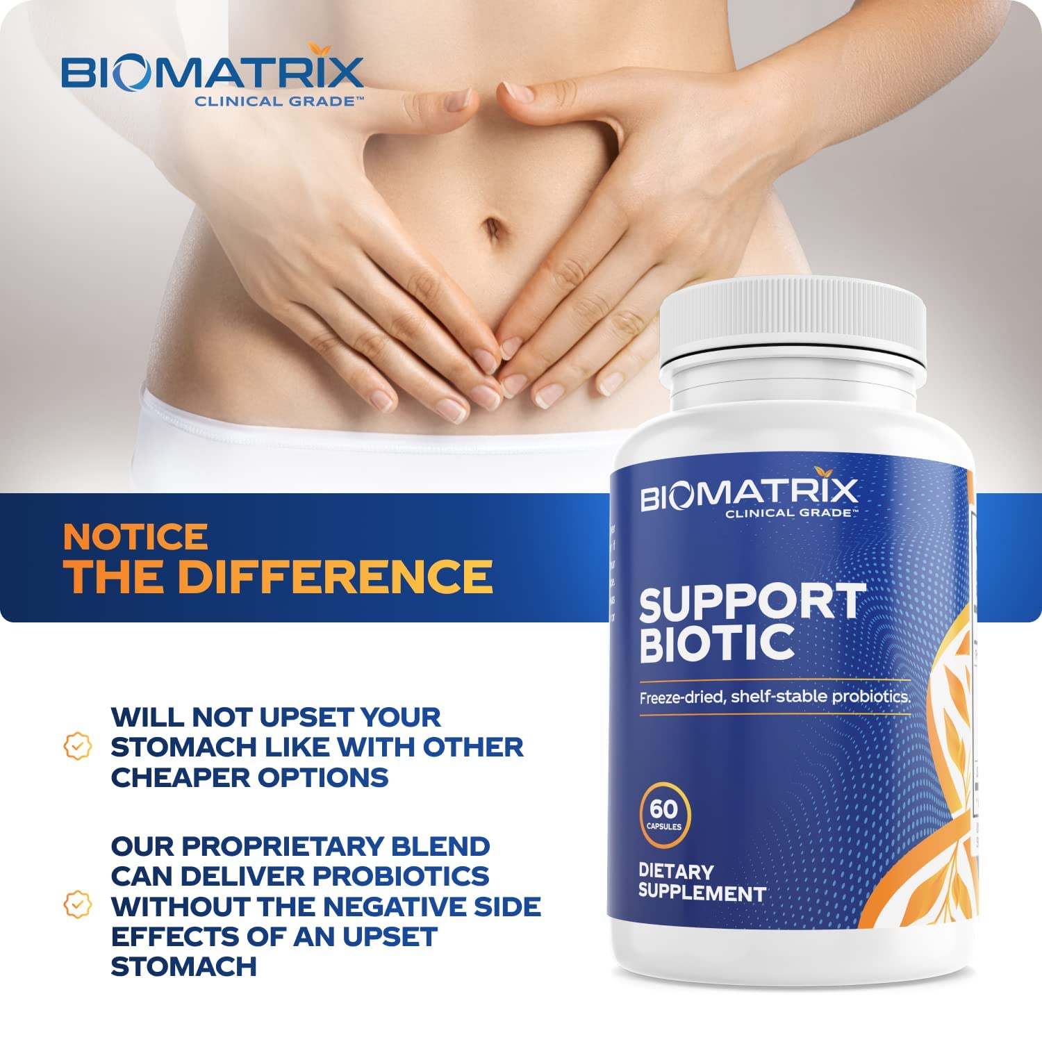BioMatrix Saccharomyces boulardii Probiotic Supplement w/L. paracasei, L. rhamnosus, Bifidobacterium, Acidophilus – Prebiotic Complement – Temp-Stable, 30-60 Day Supply - TrustMedUSA