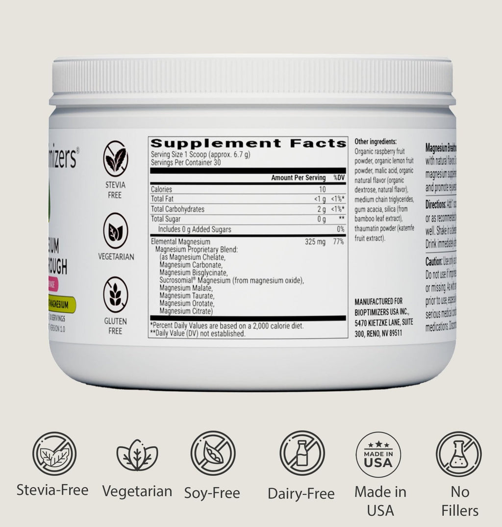 BIOptimizers Magnesium Breakthrough Drink - 8 Forms of Magnesium, Electrolytes, Sleep Health, Stress, Muscle Recovery, Heart Support | Glycinate, - TrustMedUSA