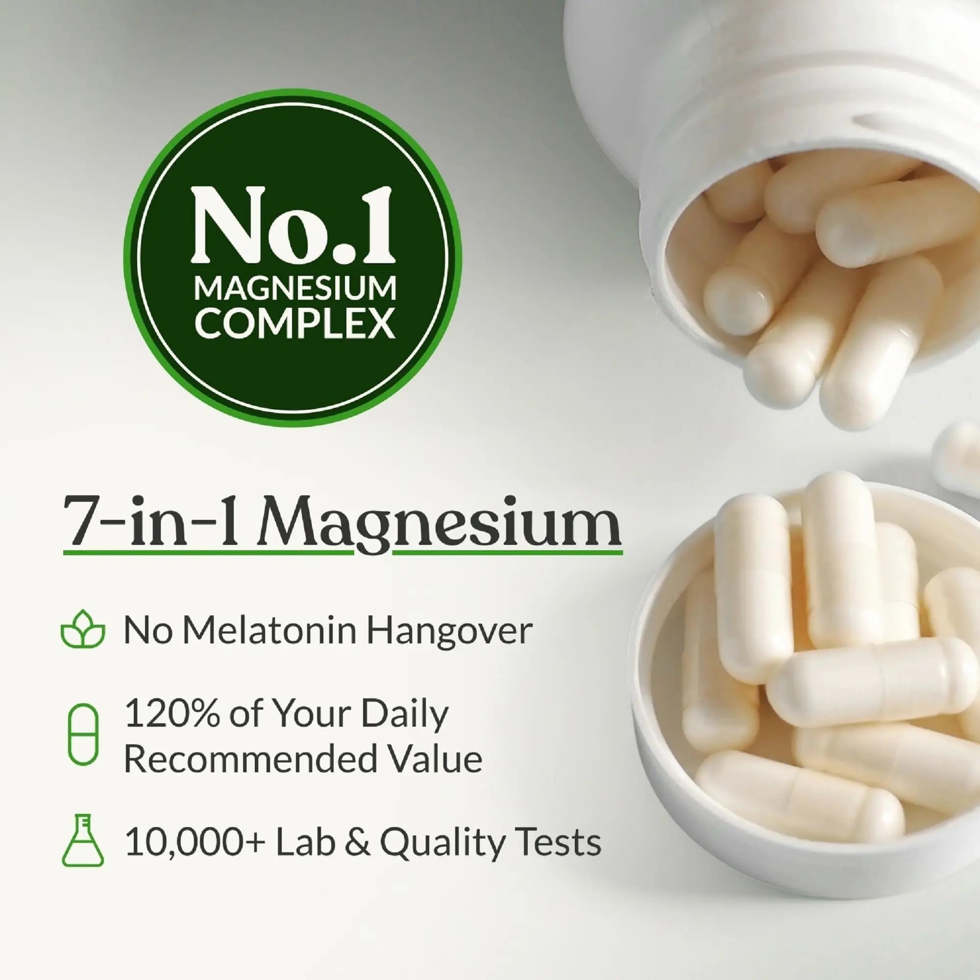 BIOptimizers Magnesium Breakthrough Supplement with 500mg - 7 Forms of Magnesium: Glycinate, Malate, Citrate, and More - Natural Support for Sleep and Cognitive Function -90 Capsules- Calming Vitamins - TrustMedUSA