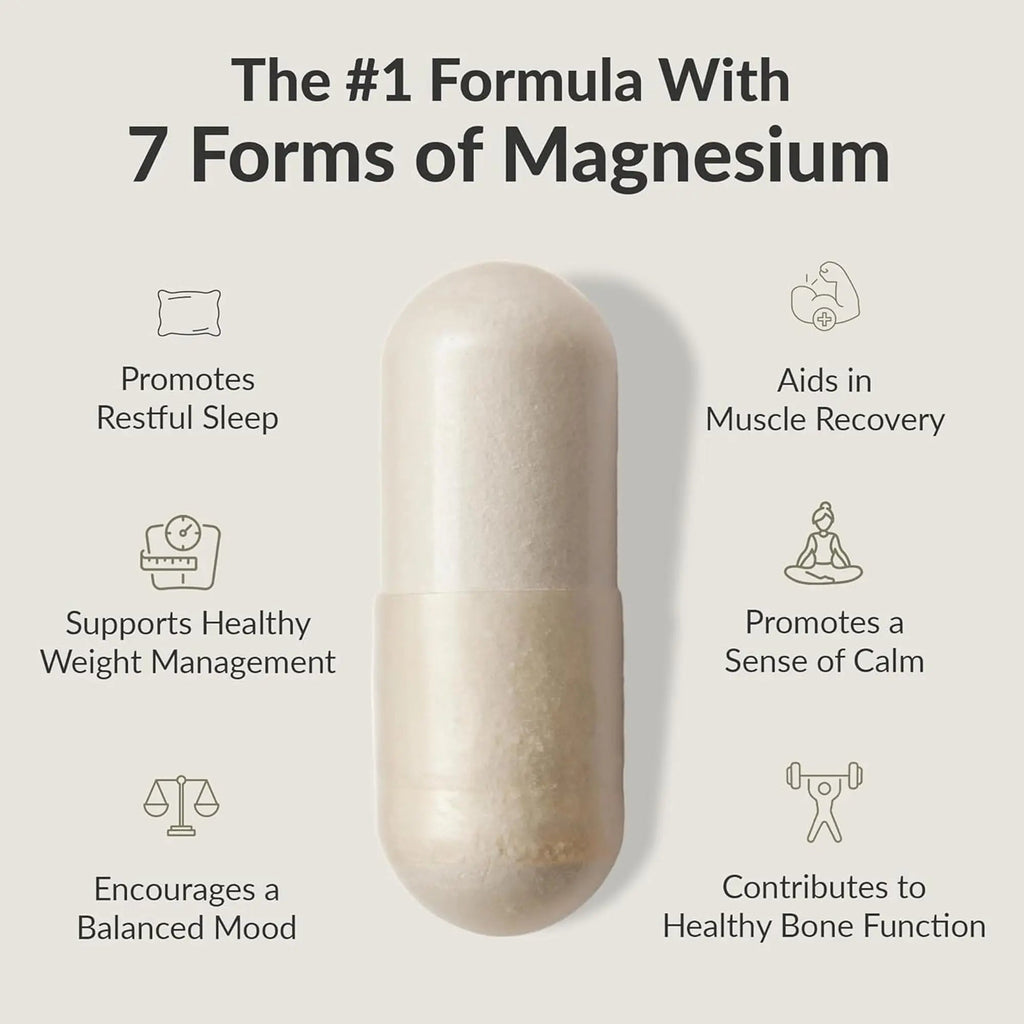 BIOptimizers Magnesium Breakthrough Supplement with 500mg - 7 Forms of Magnesium: Glycinate, Malate, Citrate, and More - Natural Support for Sleep and Cognitive Function -30 Capsules- Calming Vitamins - TrustMedUSA